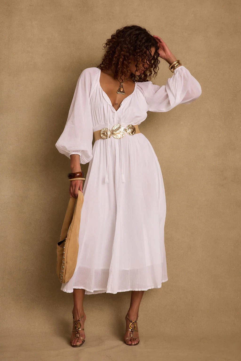 Danika White Linen Maxi Dress - Image 8