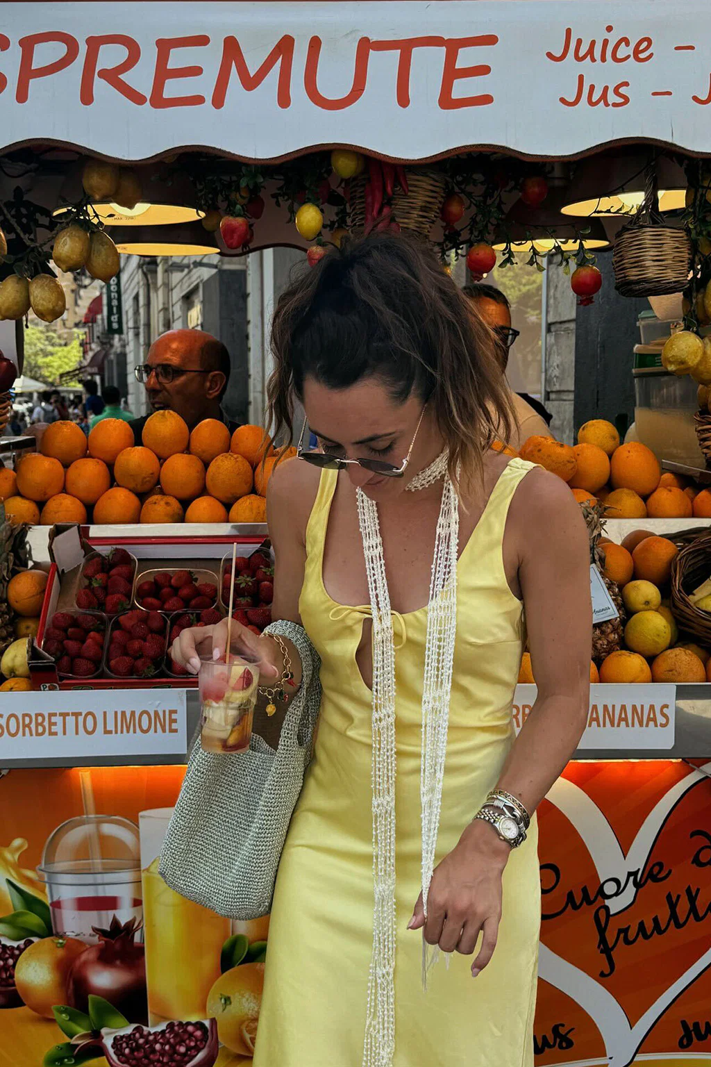 Daphne Yellow Satin Midi Dress - Image 5