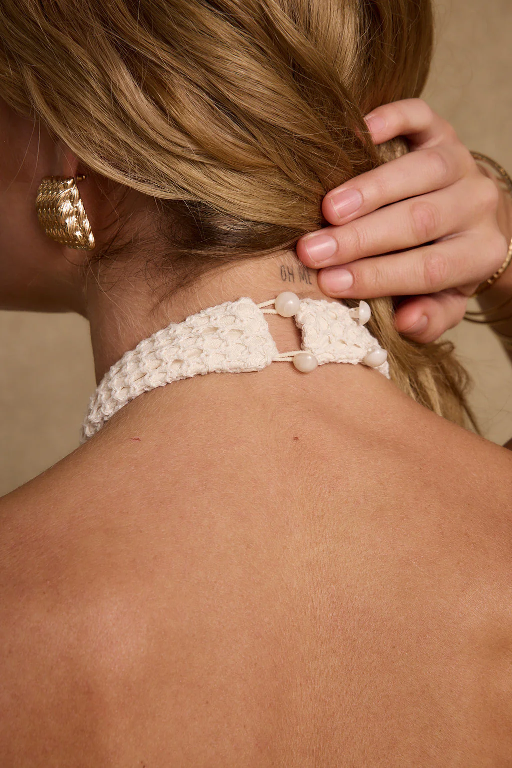 Daya Ivory Shell Embellished Halter Top - Image 7