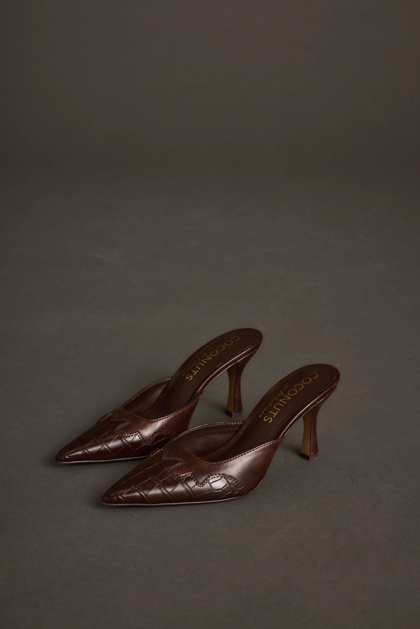 Delaney Espresso Western Croc Heel - Image 2