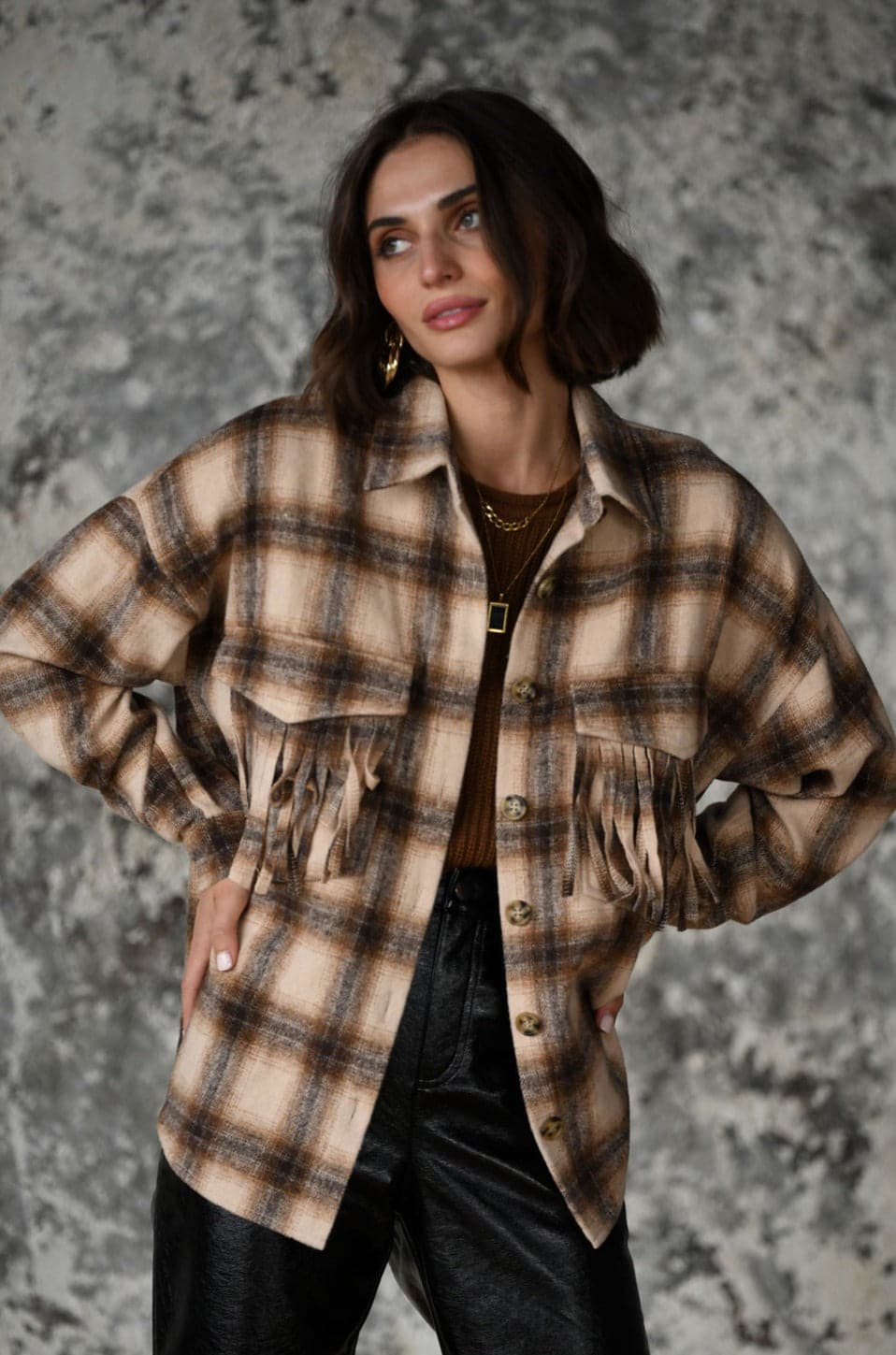 Devin Brown Fringe Shacket - Image 6