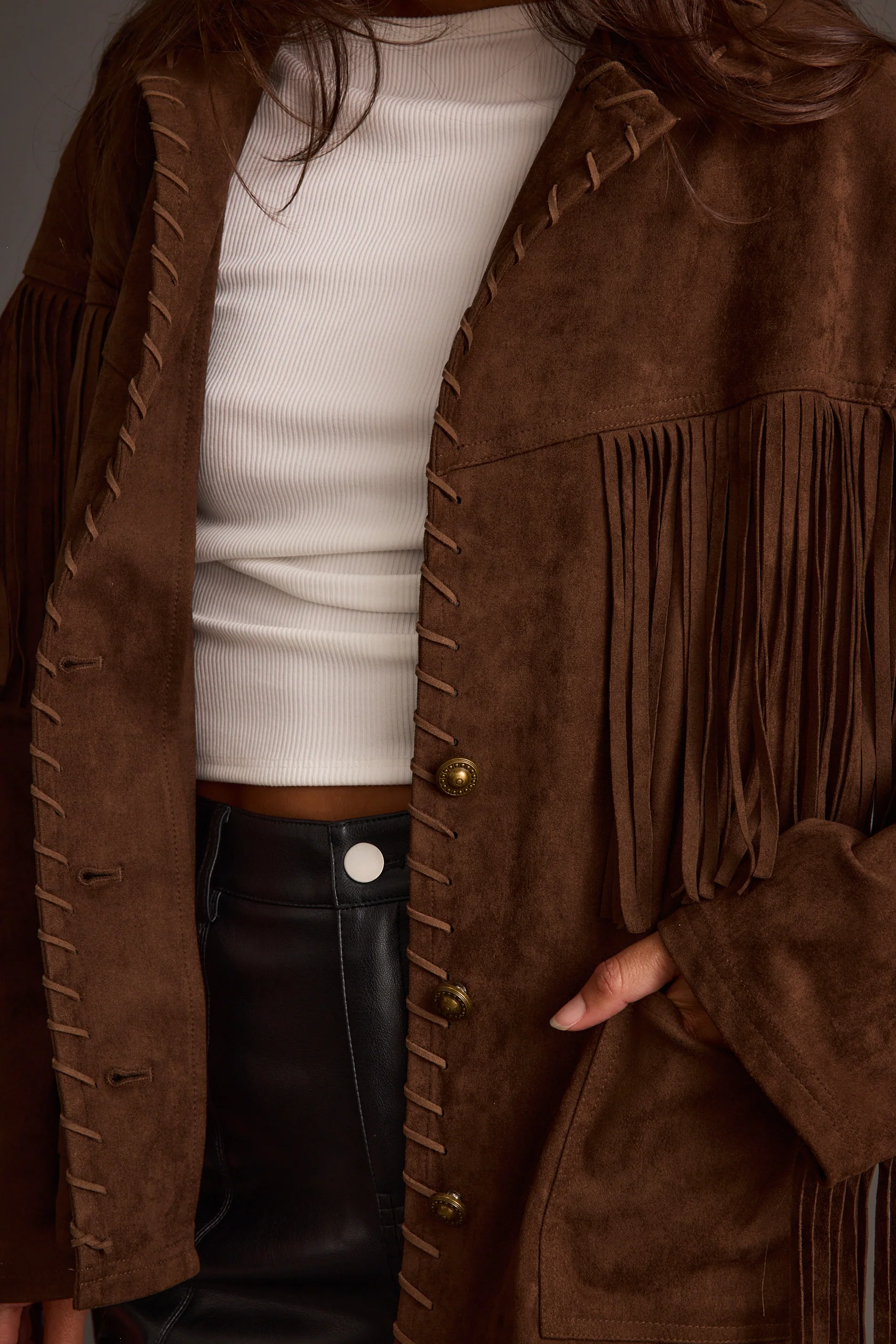 Devon Mocha Vegan Suede Shacket - Image 3