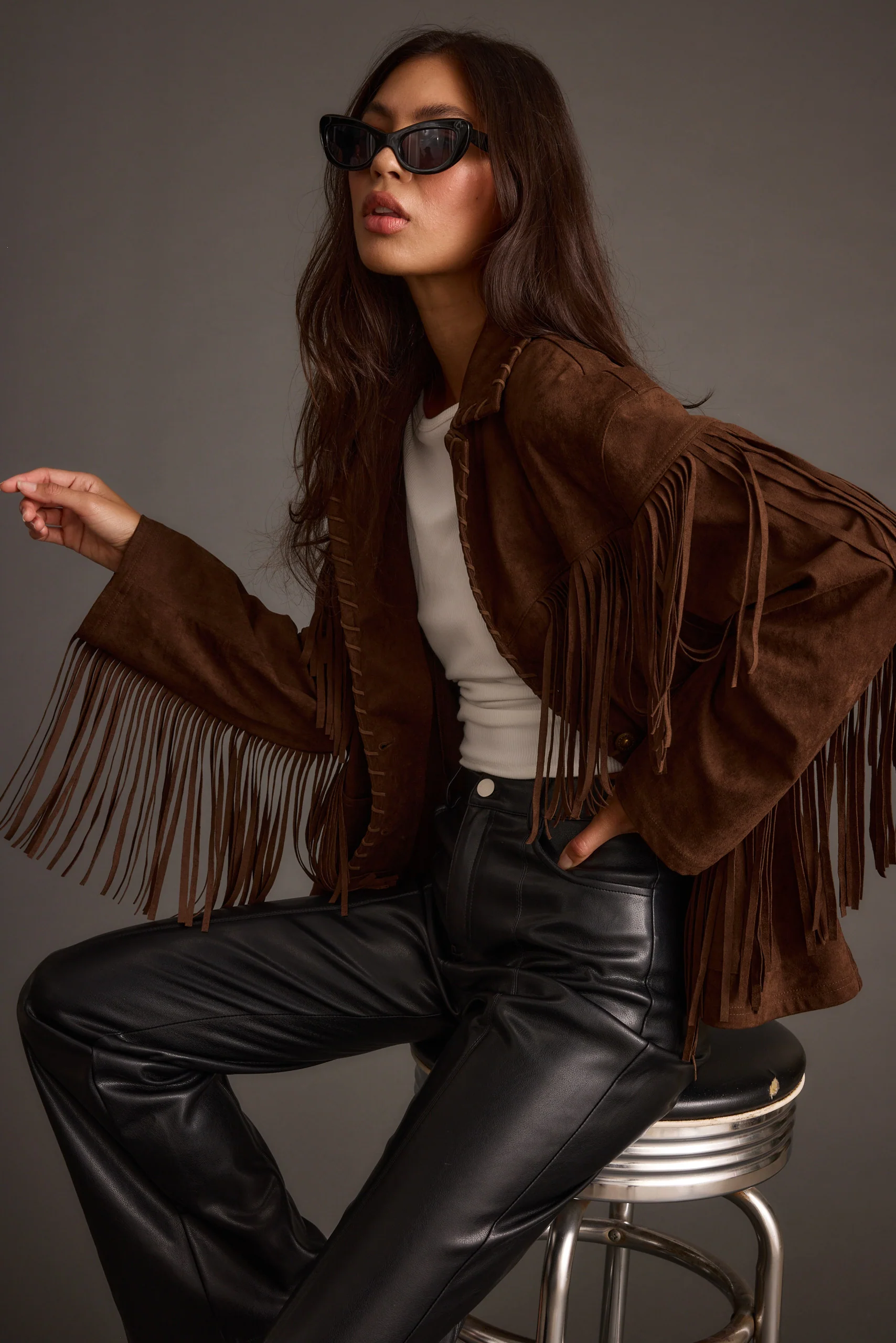 Devon Mocha Vegan Suede Shacket - Image 4