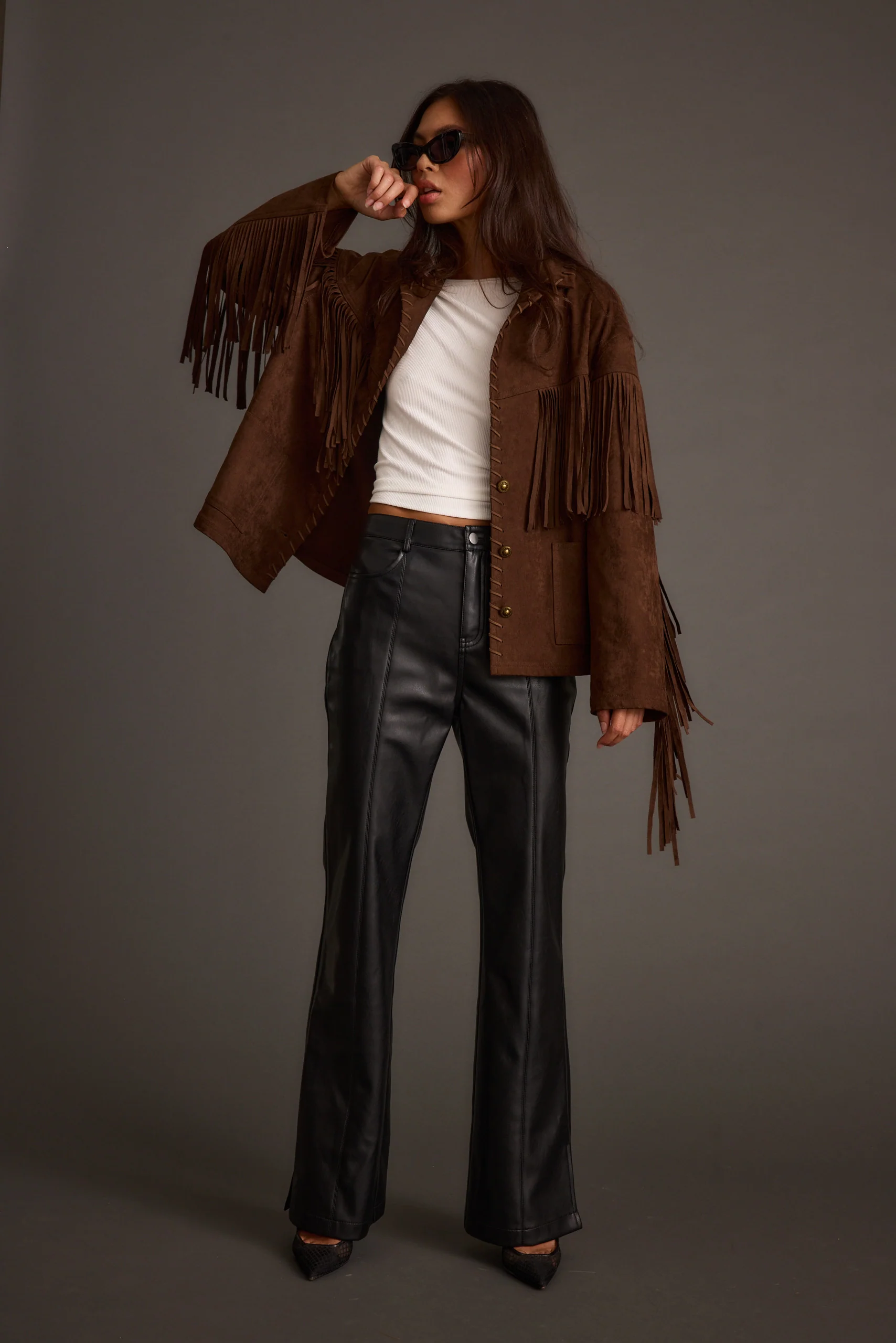 Devon Mocha Vegan Suede Shacket - Image 5