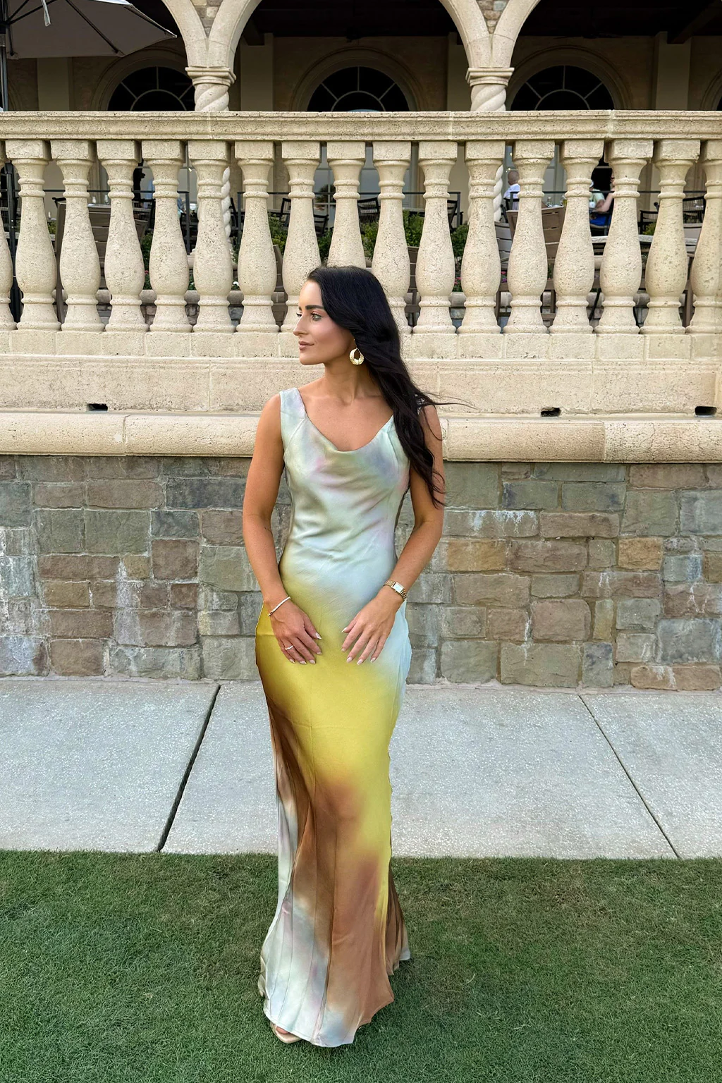 Dolce Golden Ombre Cowl Maxi Dress - Image 4