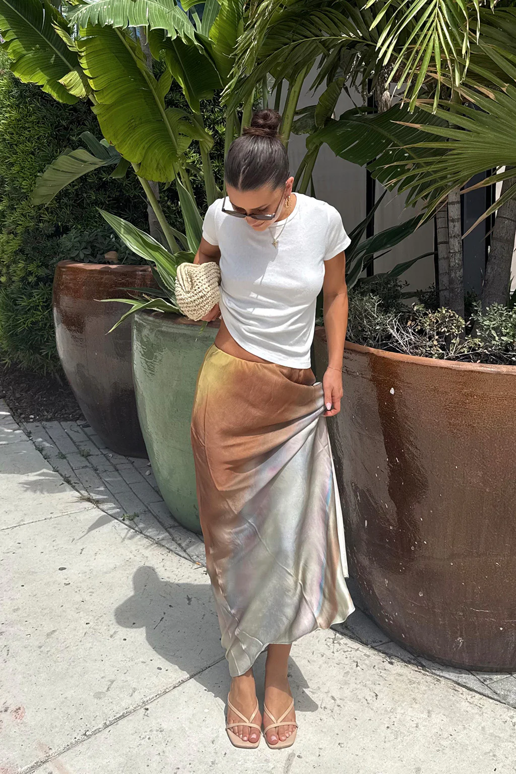 Dolce Golden Ombre Satin Maxi Skirt - Image 11
