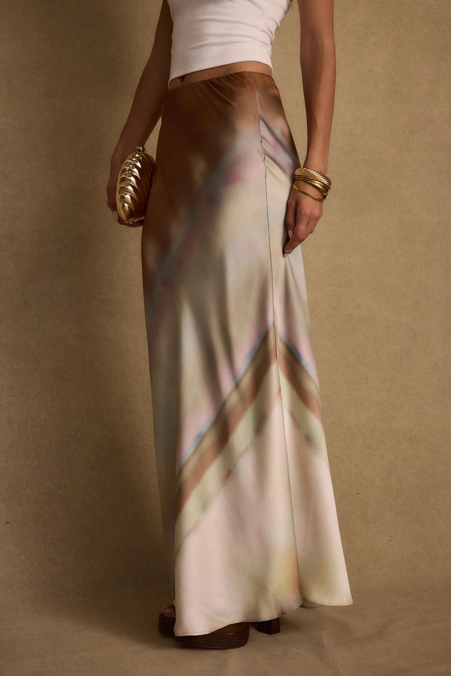 Dolce Golden Ombre Satin Maxi Skirt - Image 8