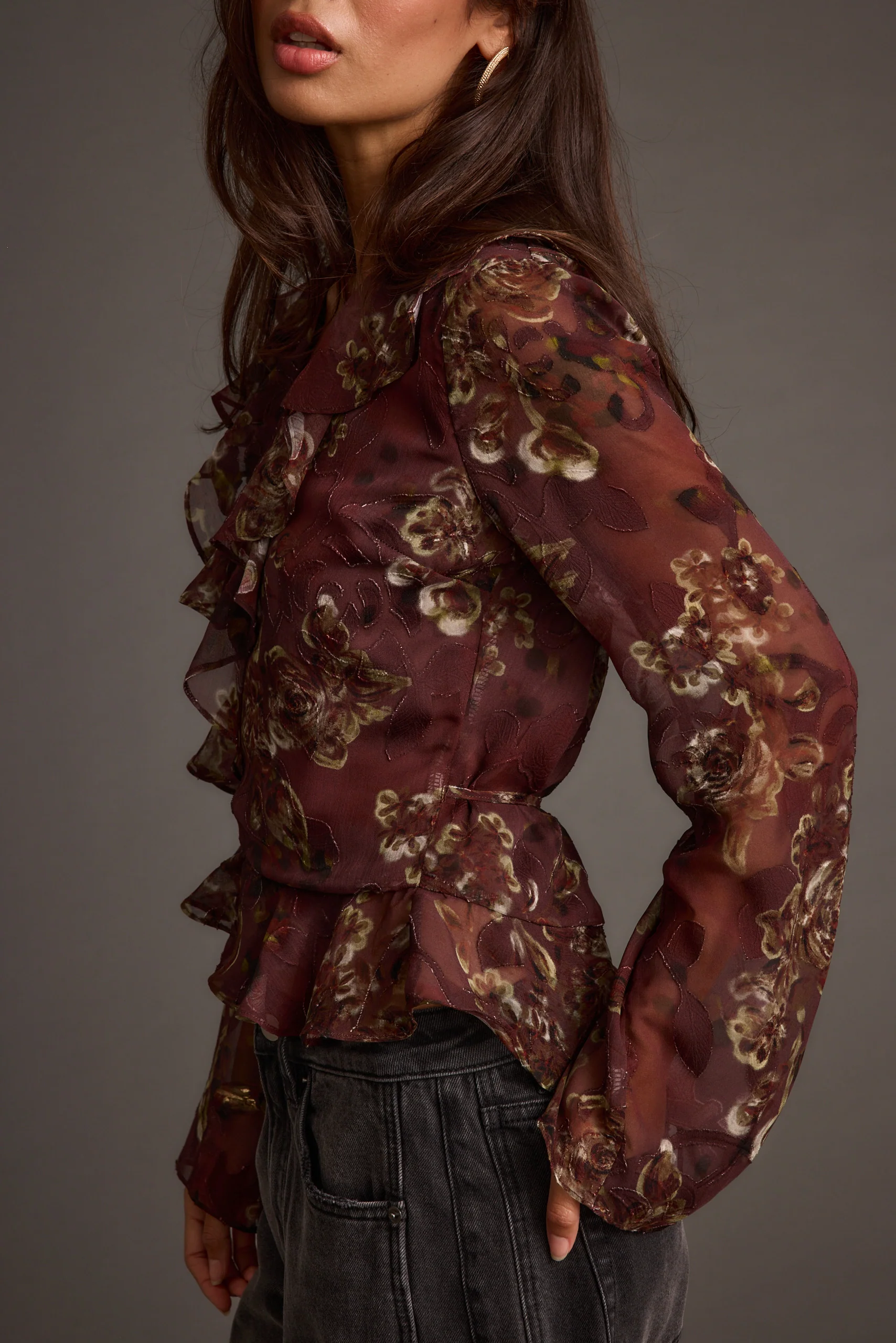 Dominique Plum Floral Blouse - Image 2