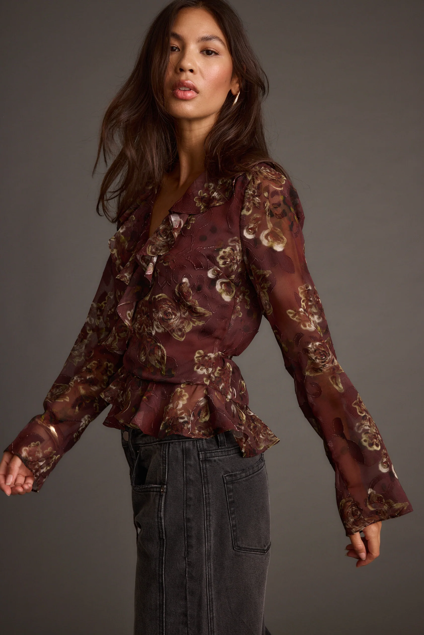 Dominique Plum Floral Blouse - Image 4