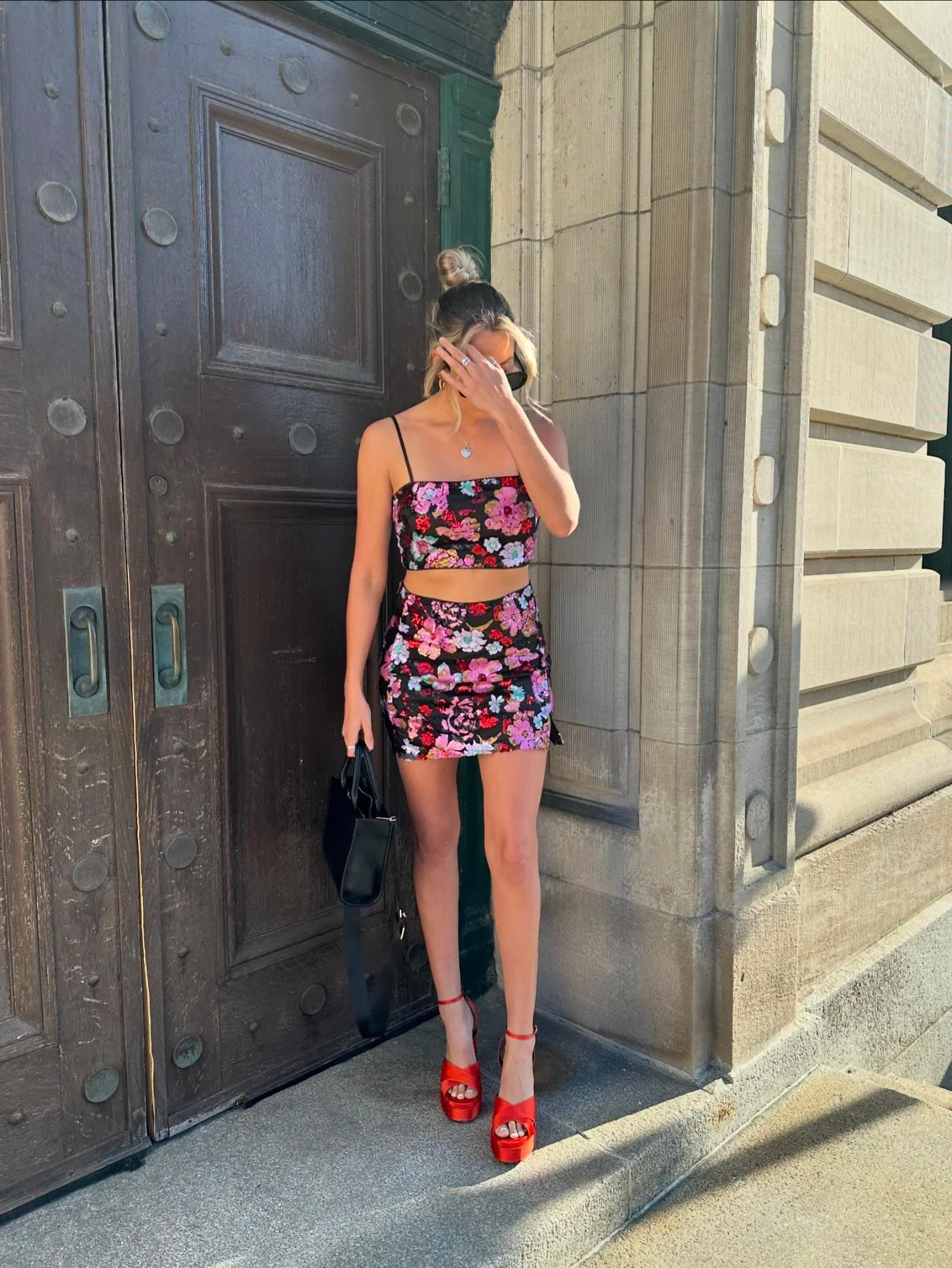 Dynamo Floral Sequin Crop Top - Image 2