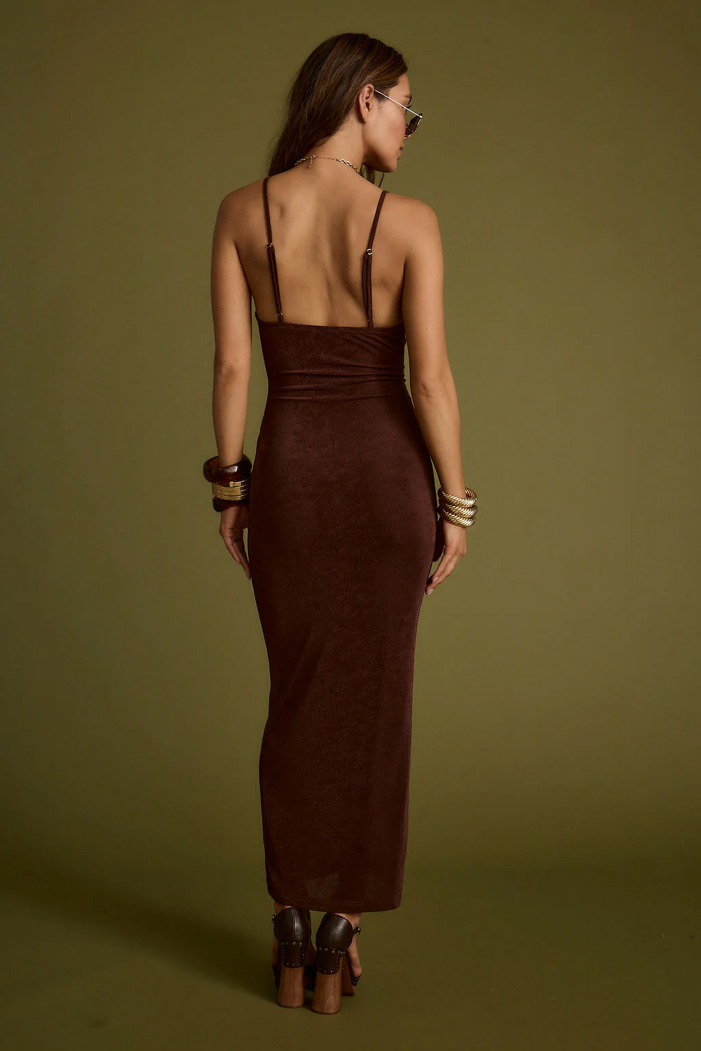 Elena Brown Slinky Dress - Image 10