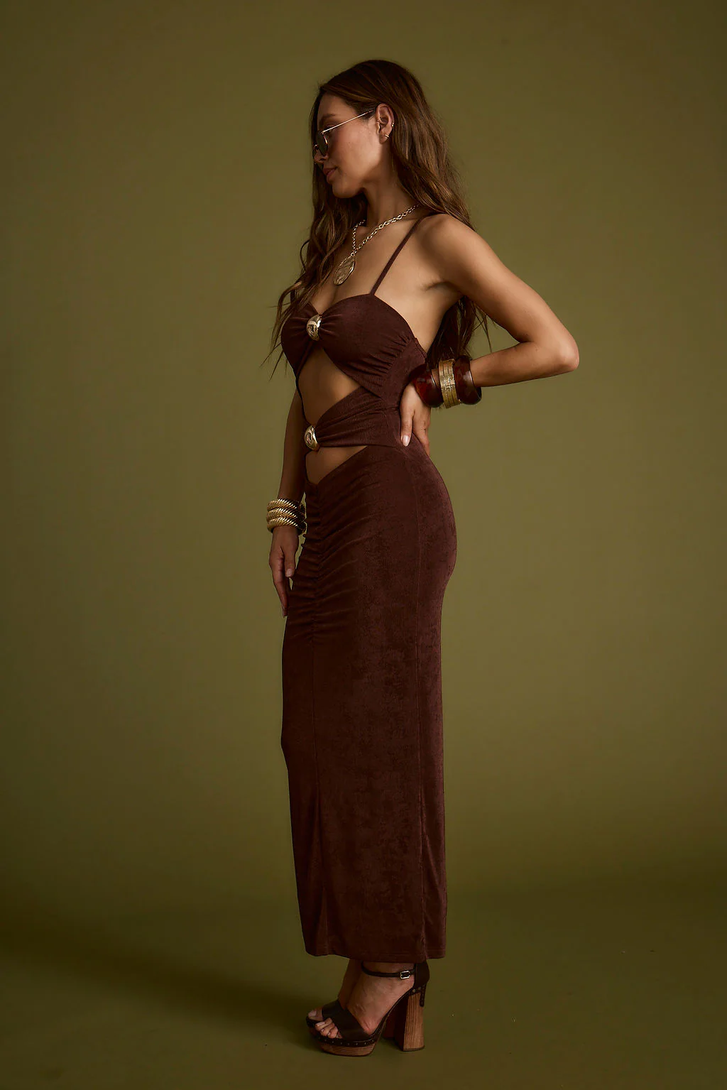 Elena Brown Slinky Dress - Image 12