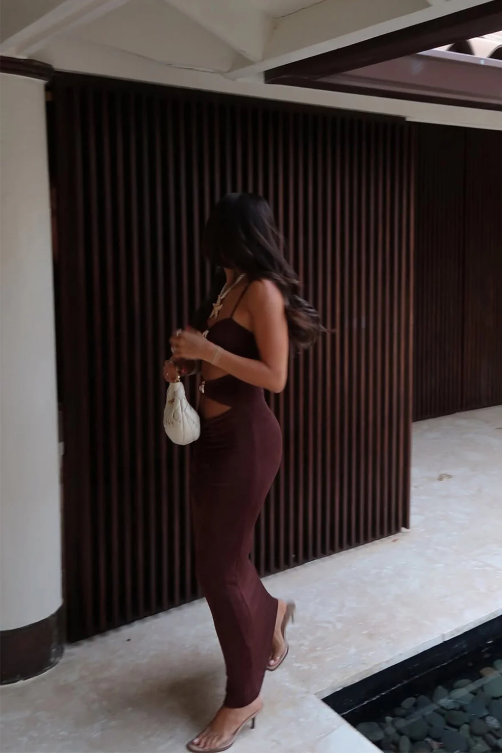 Elena Brown Slinky Dress - Image 6