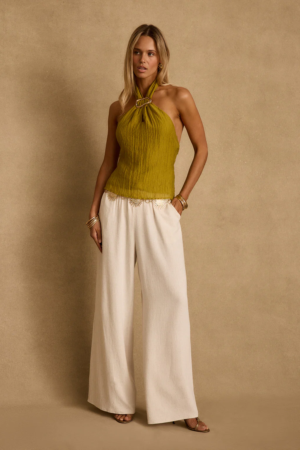 Elio Chartreuse Halter Top - Image 3