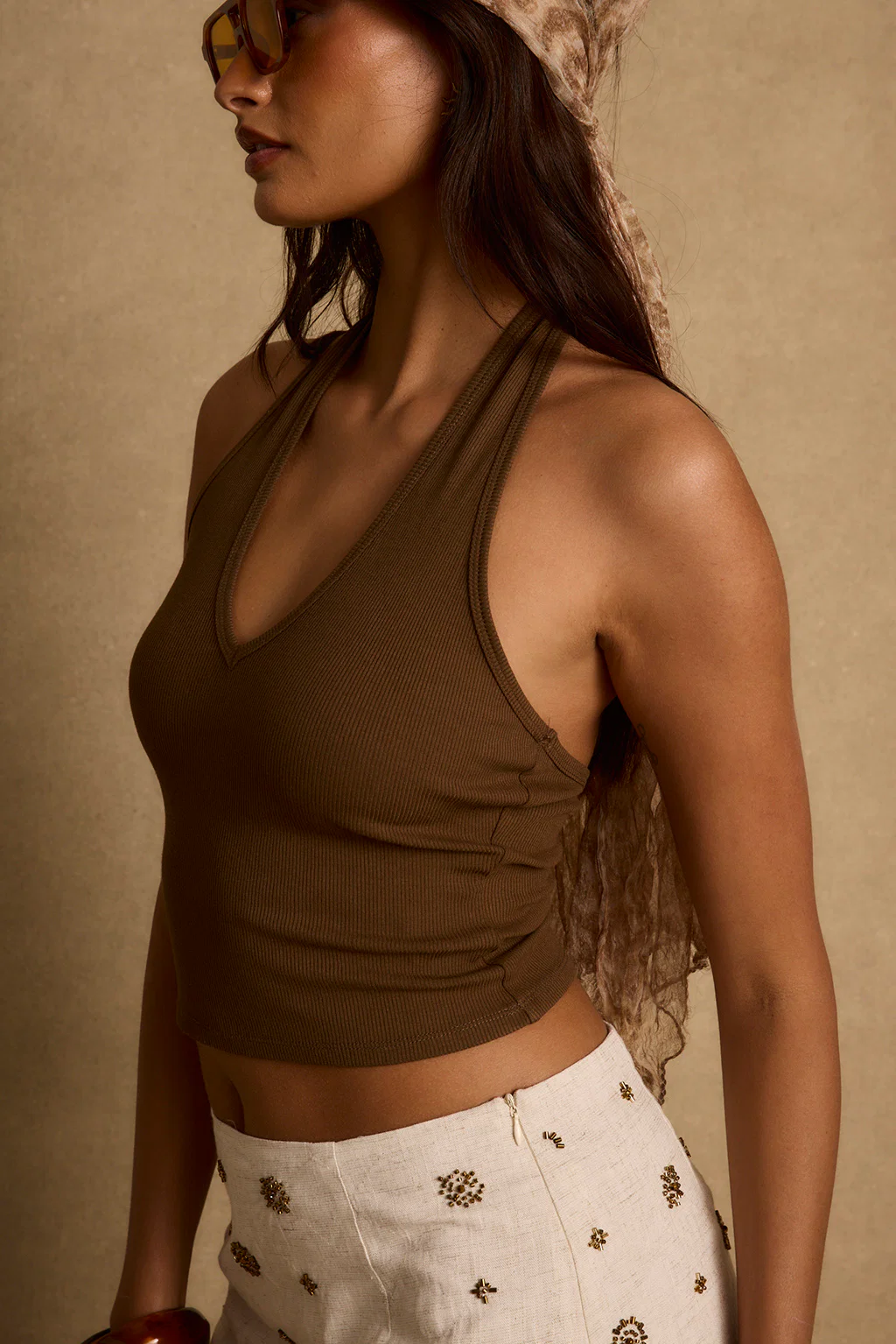 Emily Mocha Halter Top - Image 2