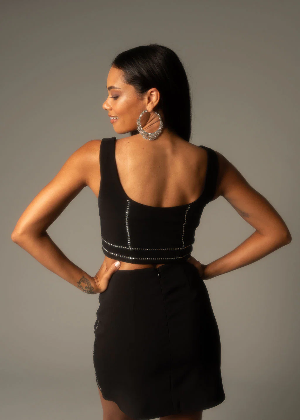 Emily Rhinestone Embellished Crop Top - Image 3