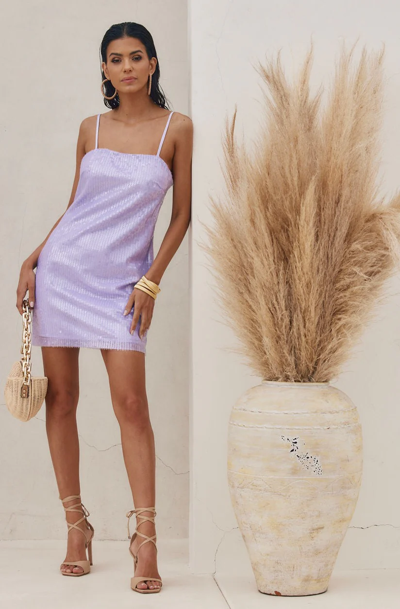 Emmy Lavender Sequin Mini Dress - Image 4