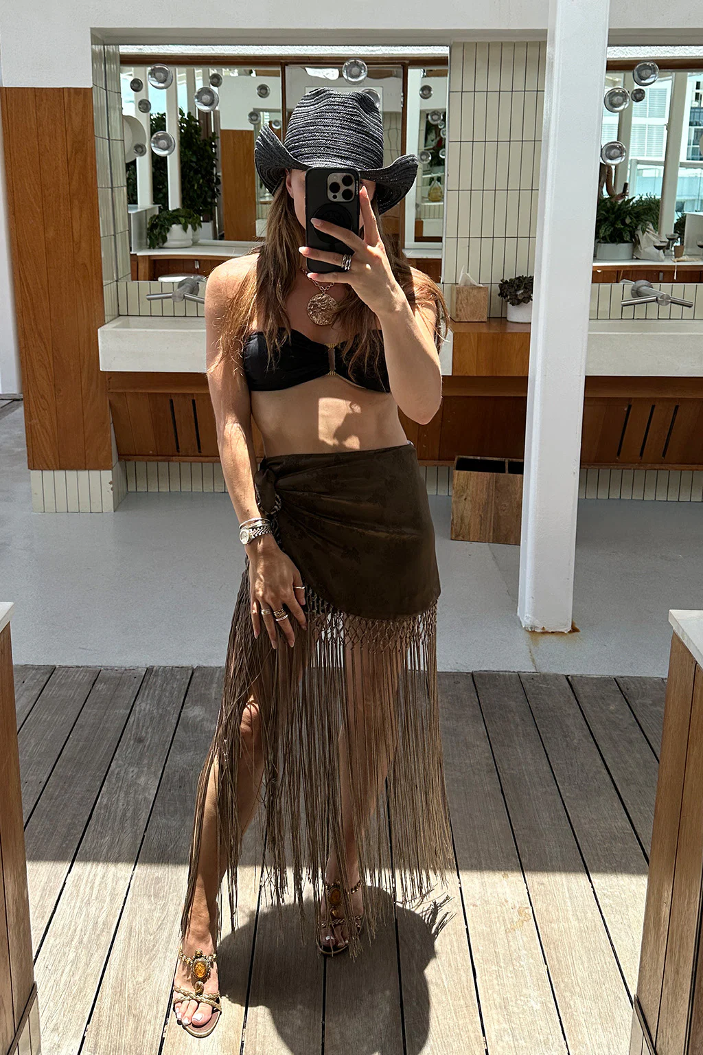 Esmi Olive Fringe Skirt - Image 2