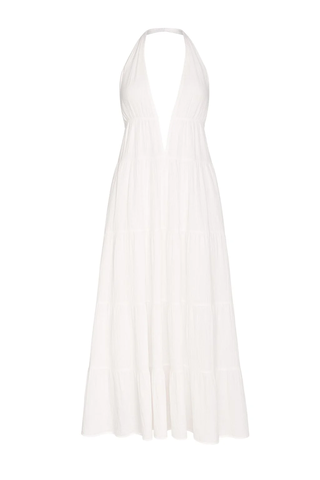 Esperanza White Halter Linen Maxi Dress - Image 3