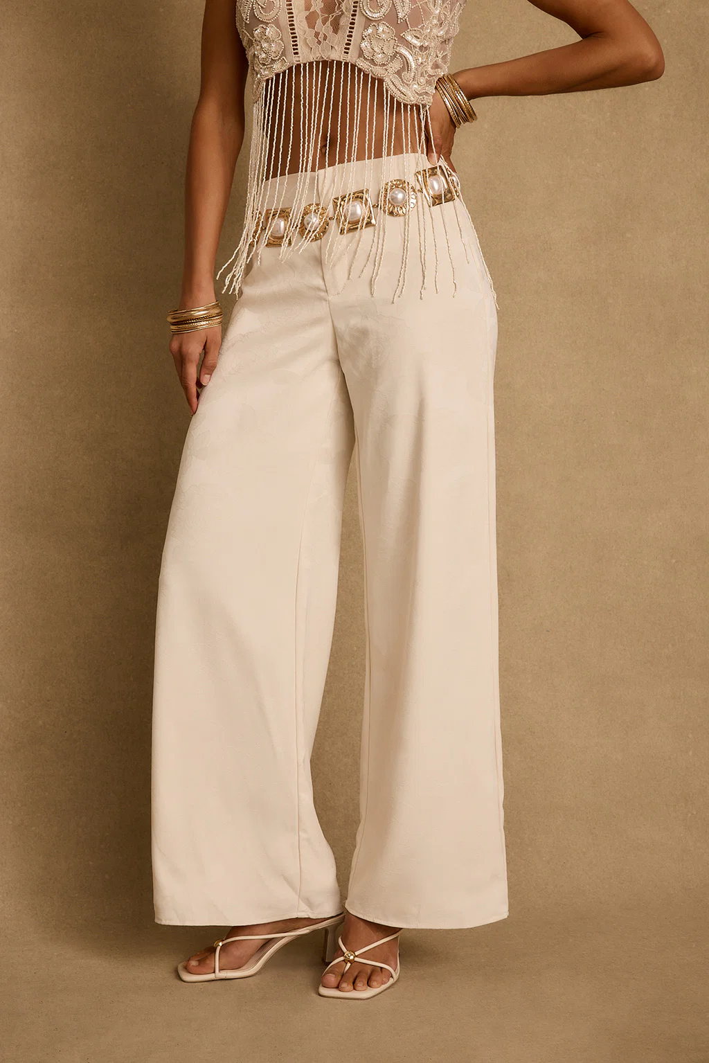 Finnian Ivory Jacquard Trousers - Image 6