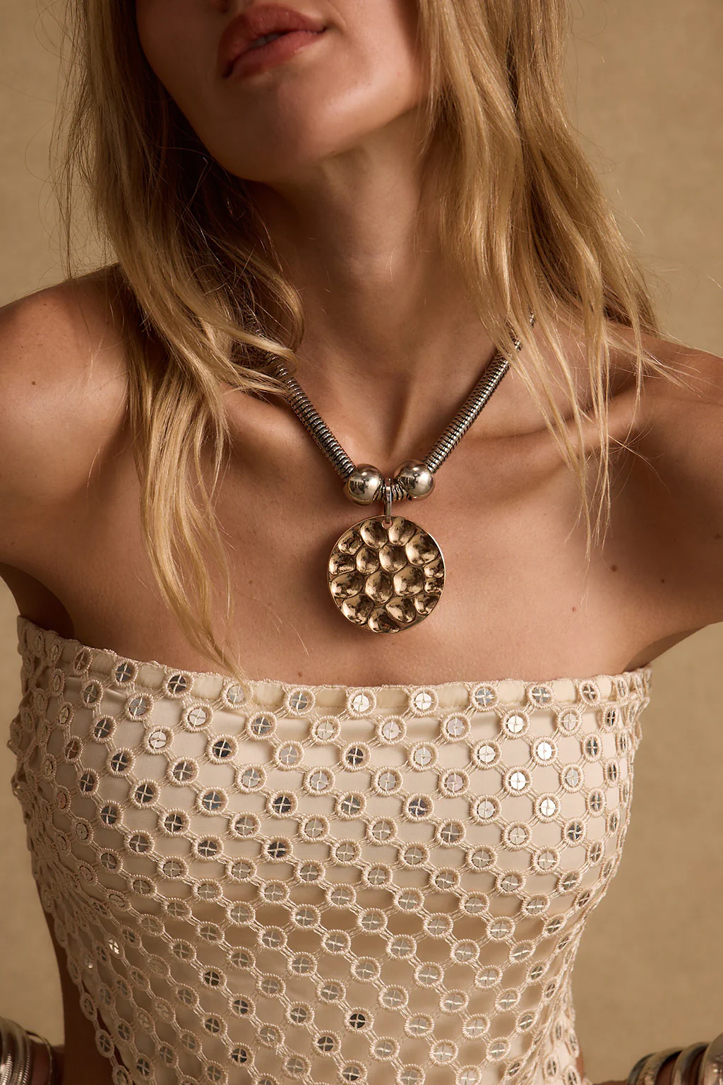 Frida Silver and Gold Statement Necklace - Image 2