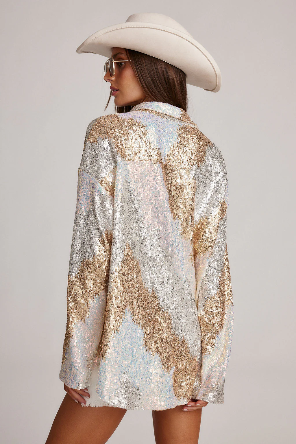 Genevieve Ivory Multi Sequin Button Up - Image 3