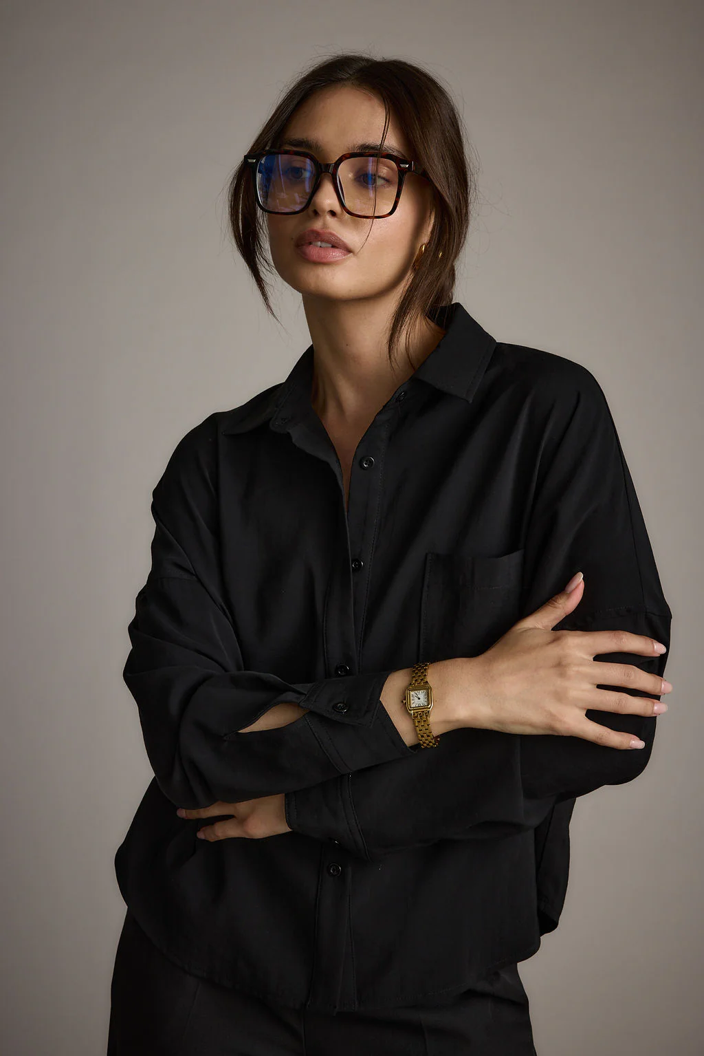 Gisele Black Poplin Button Down - Image 6