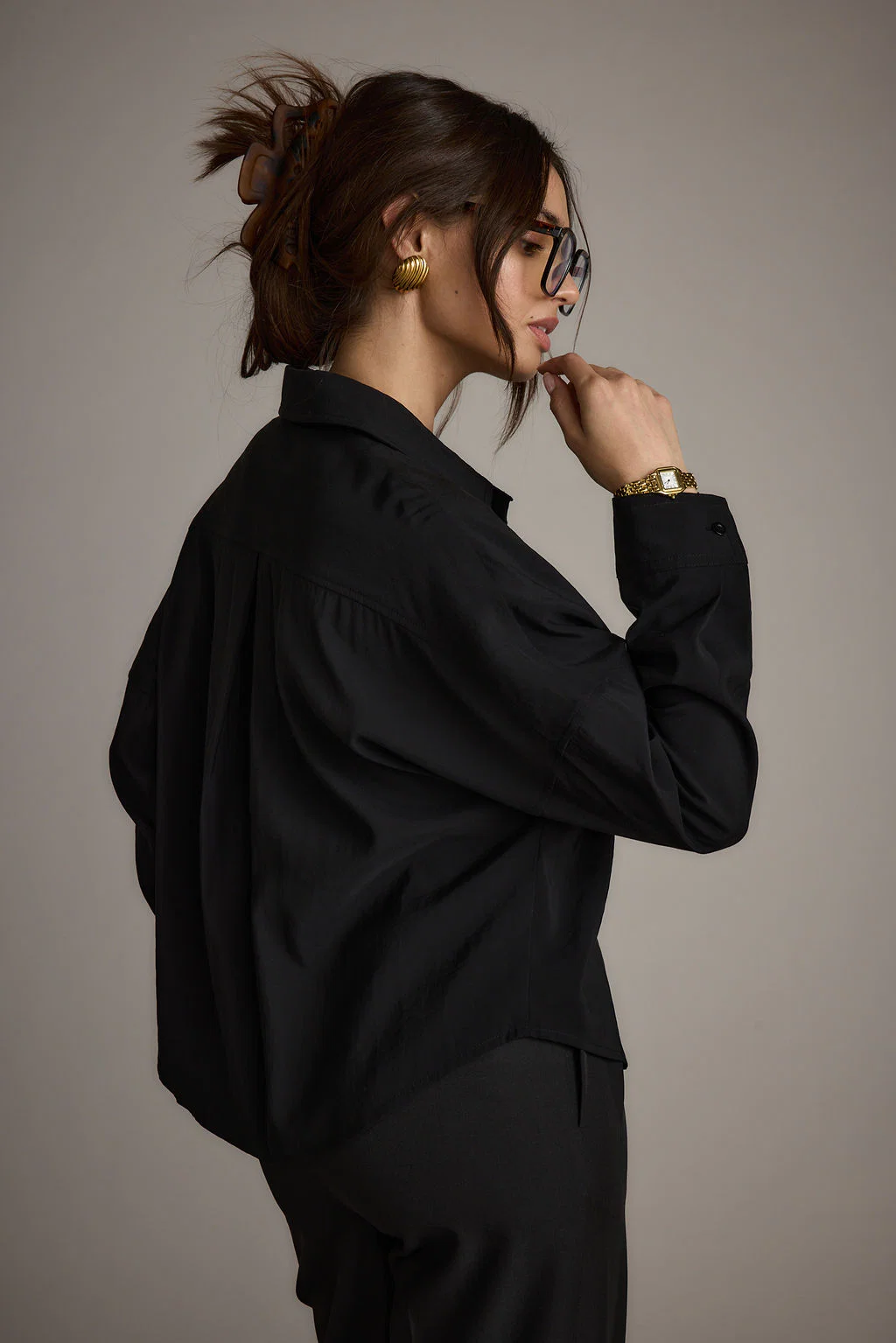 Gisele Black Poplin Button Down - Image 7