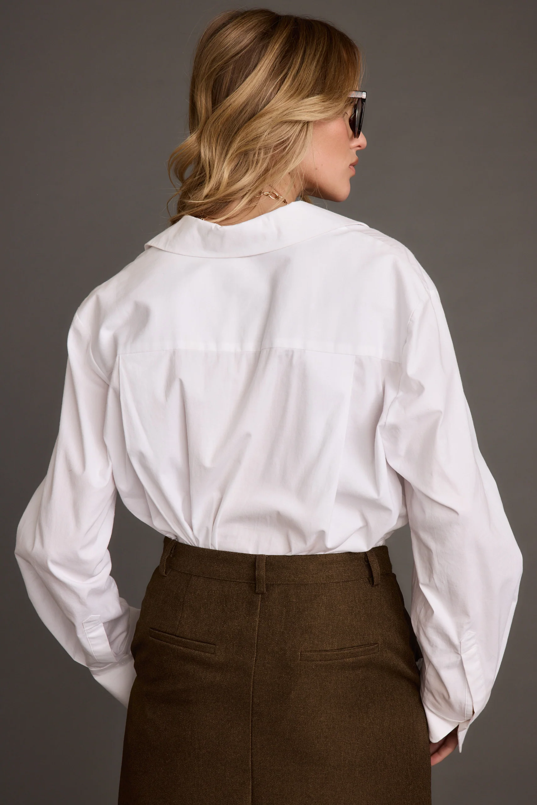 Gisele White Poplin Button Down - Image 3