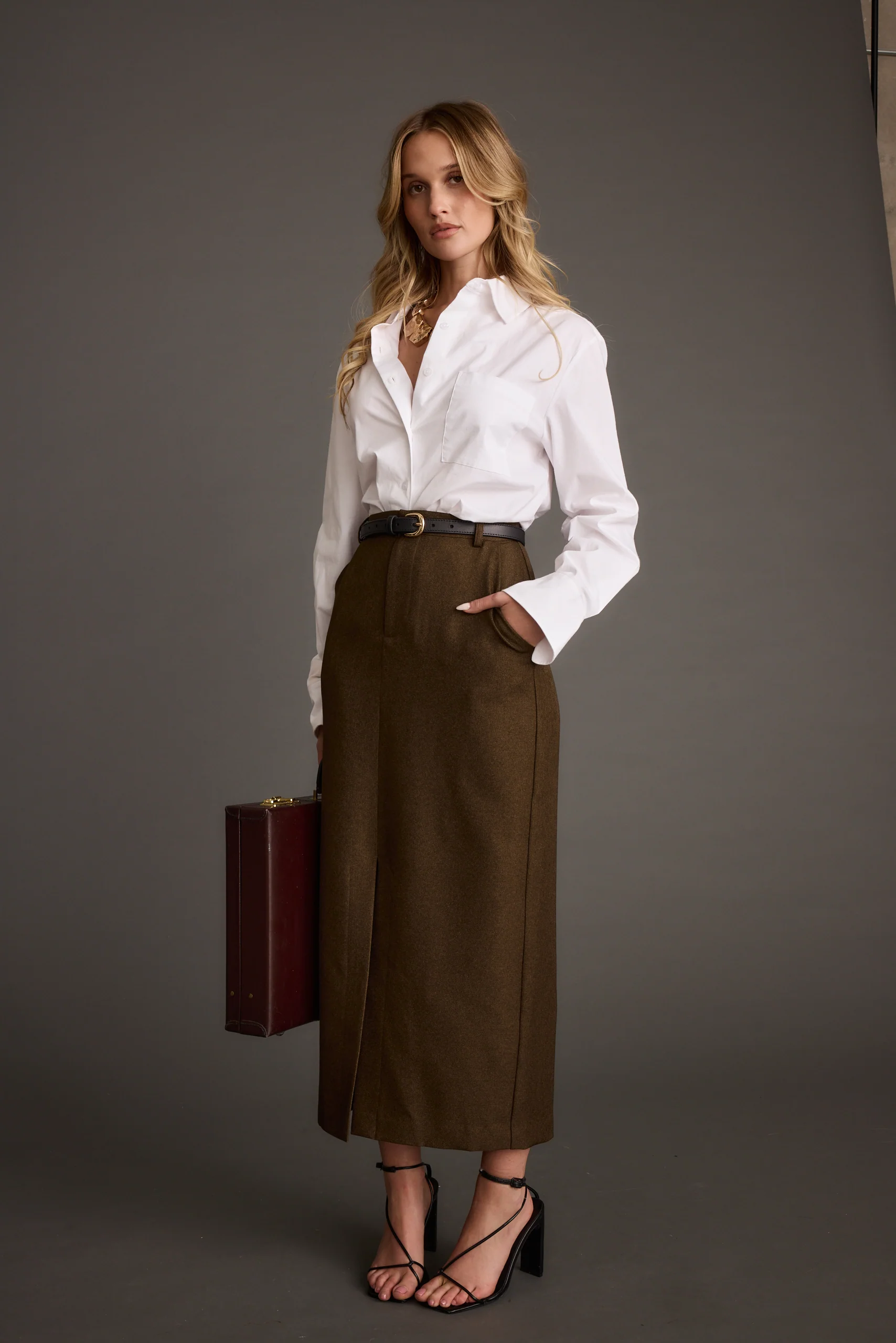Gisele White Poplin Button Down - Image 9