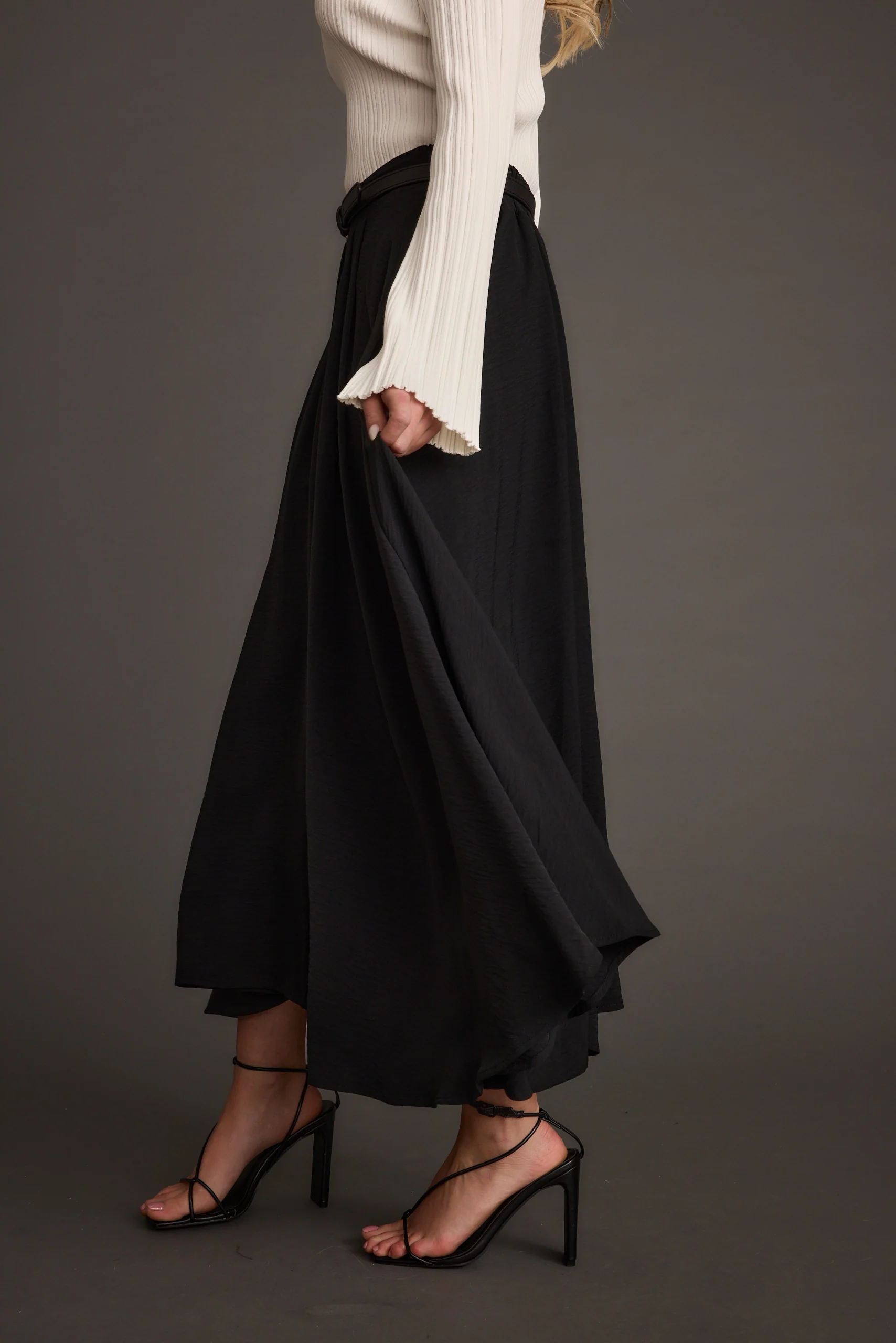 Gloria Black Midi Skirt - Image 3