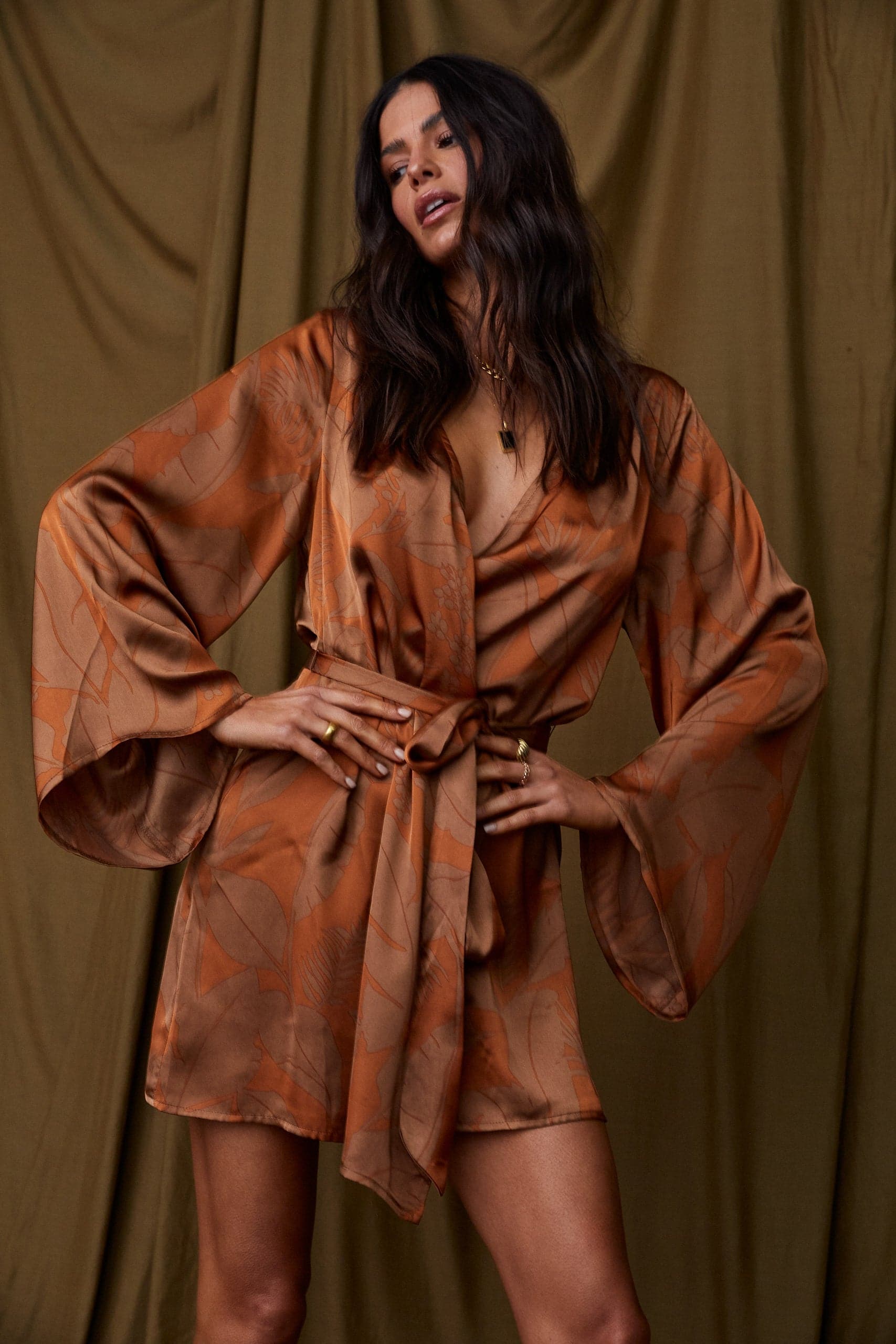 Gold Standard Rust Kimono Dress - Image 2