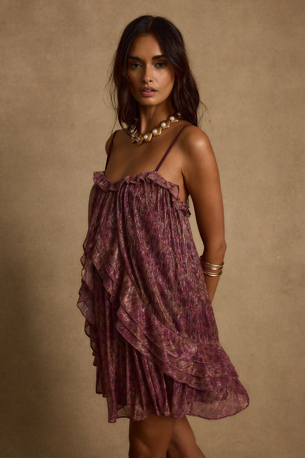 Golden Hour Raspberry Ruffle Mini Dress - Image 7