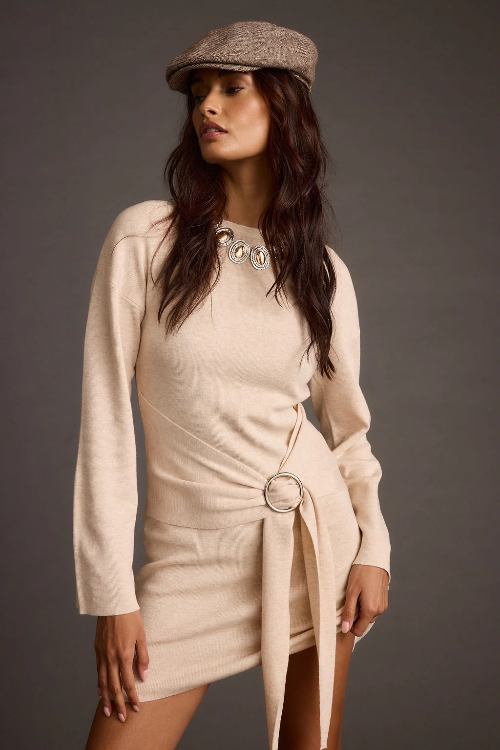 Grayden Cream Belted Mini Dress - Image 4