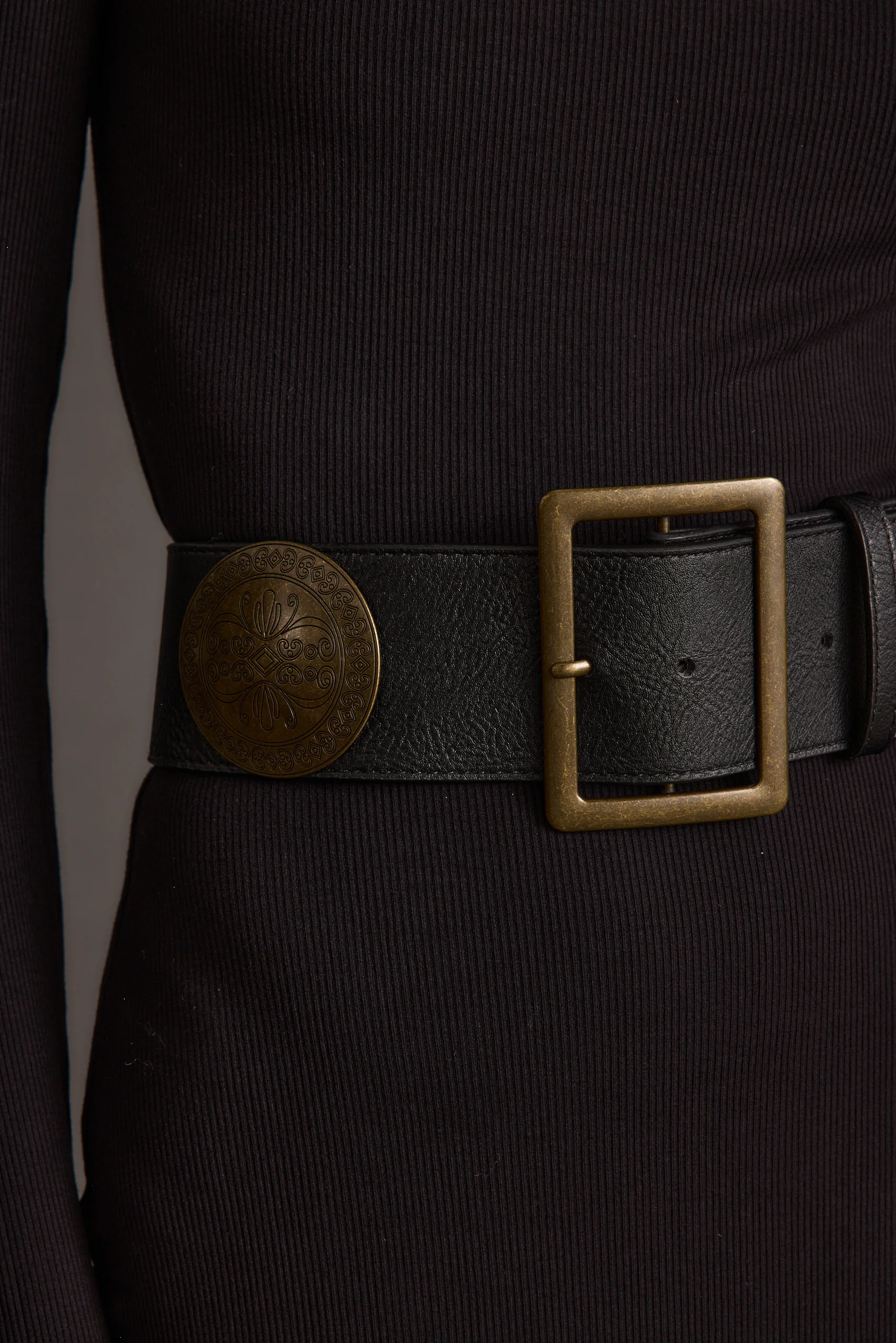 Greenwich Black Medallion Statement Belt