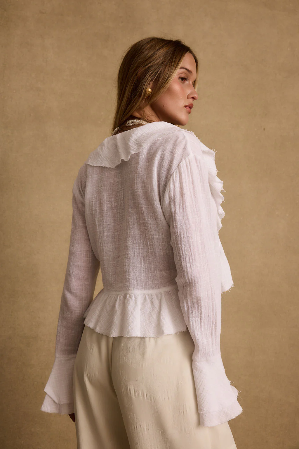 Guilliana White Ruffle Blouse - Image 2