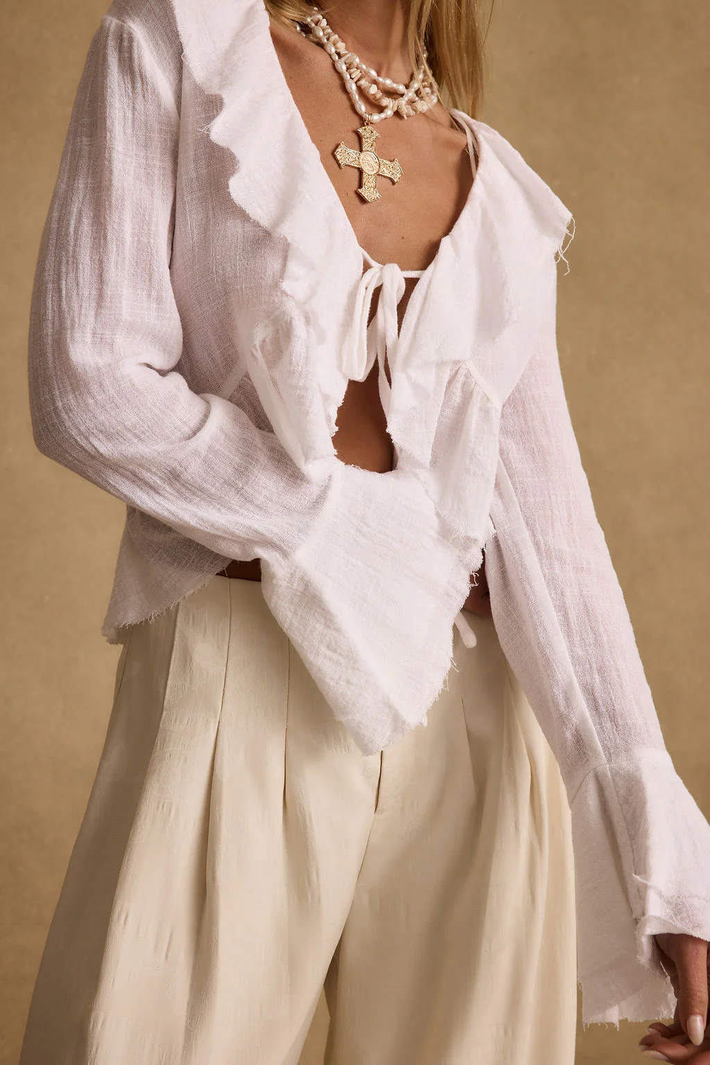 Guilliana White Ruffle Blouse - Image 3