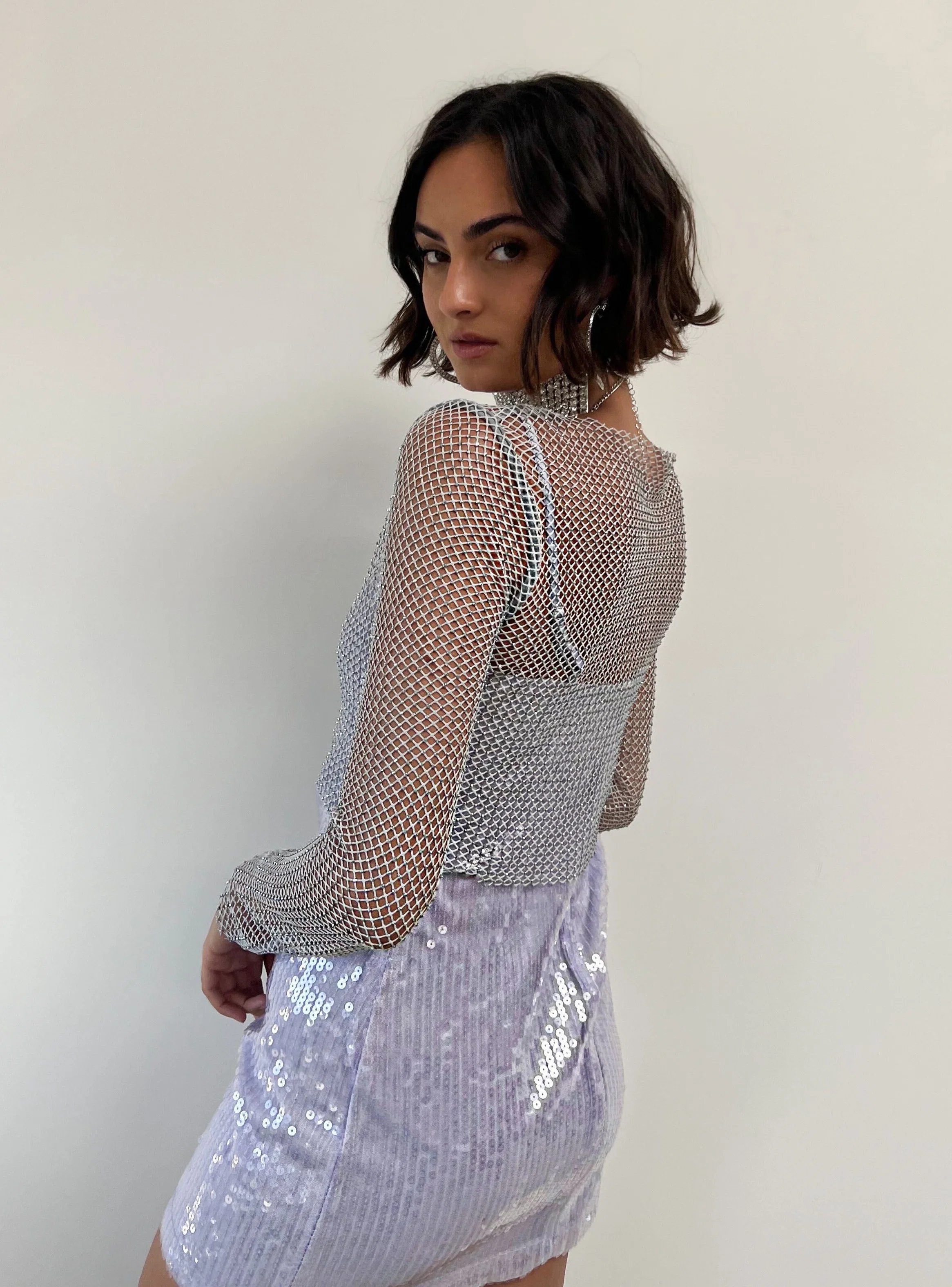 Hands Off Silver Rhinestone Top - Image 6