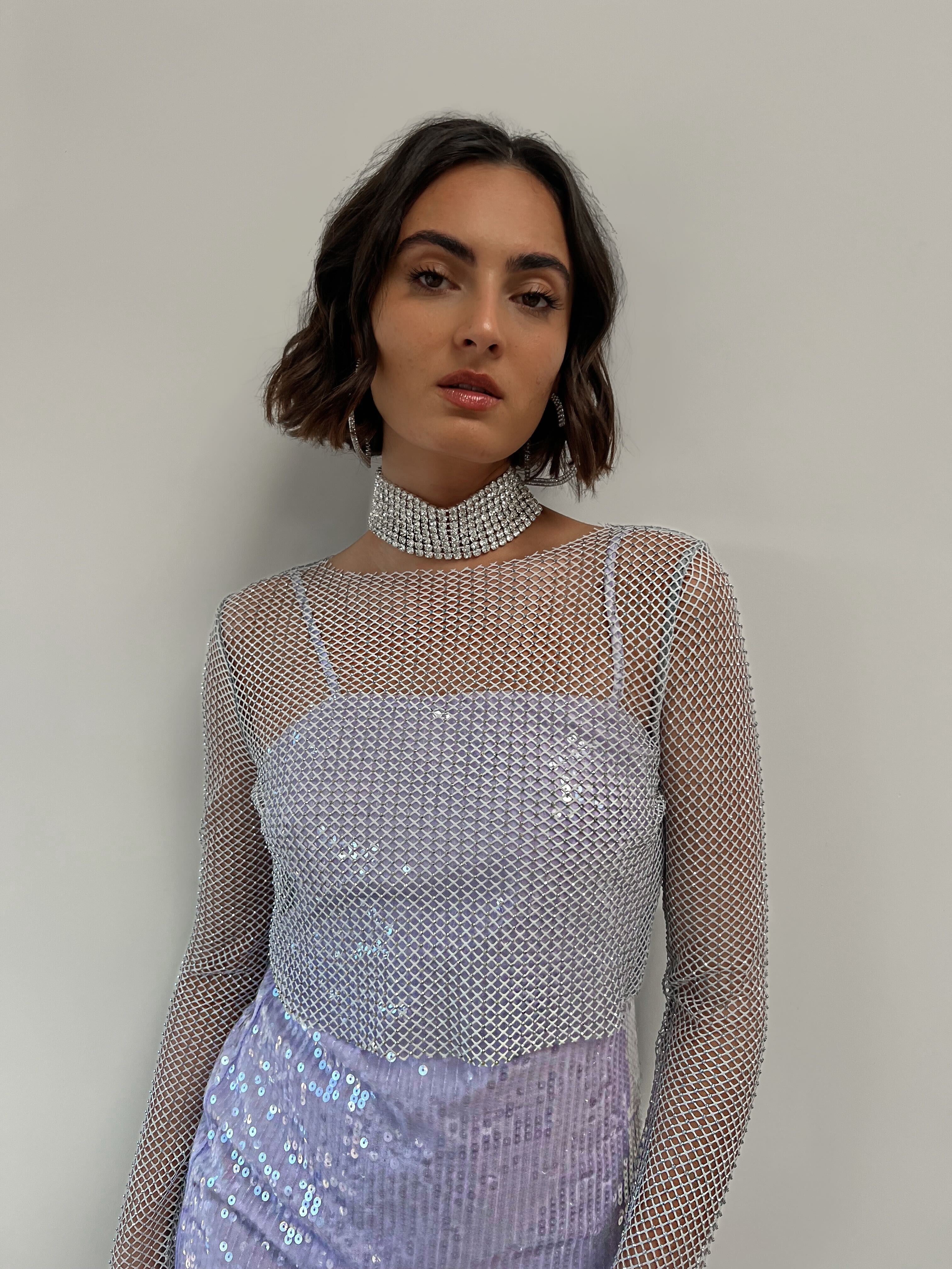 Hands Off Silver Rhinestone Top - Image 7