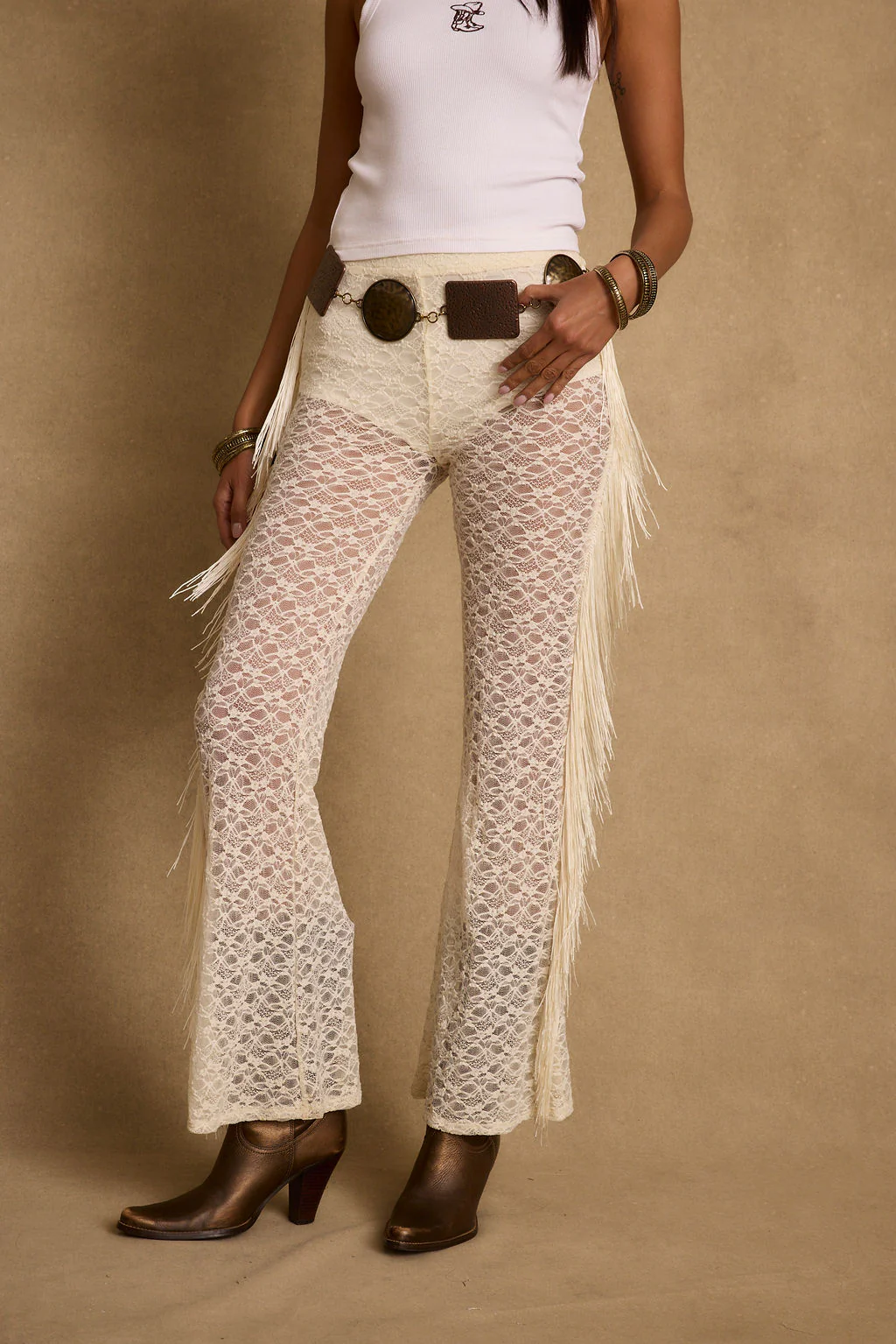 Happy Hour Cream Fringe Pants - Image 5