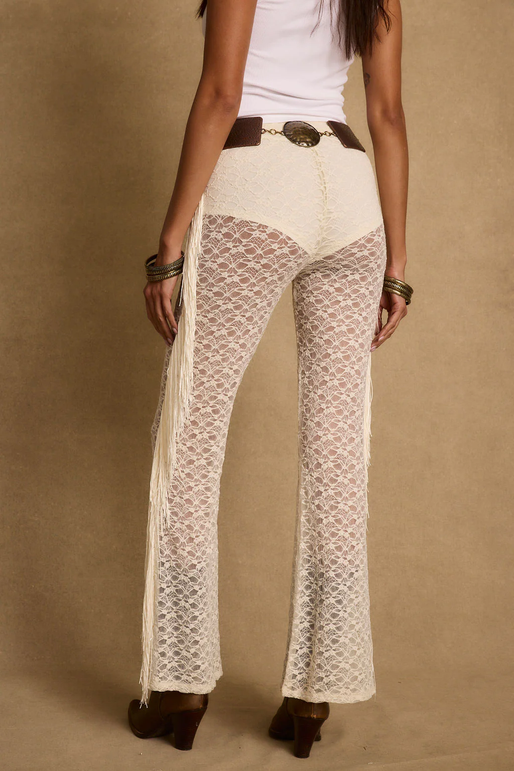Happy Hour Cream Fringe Pants - Image 6