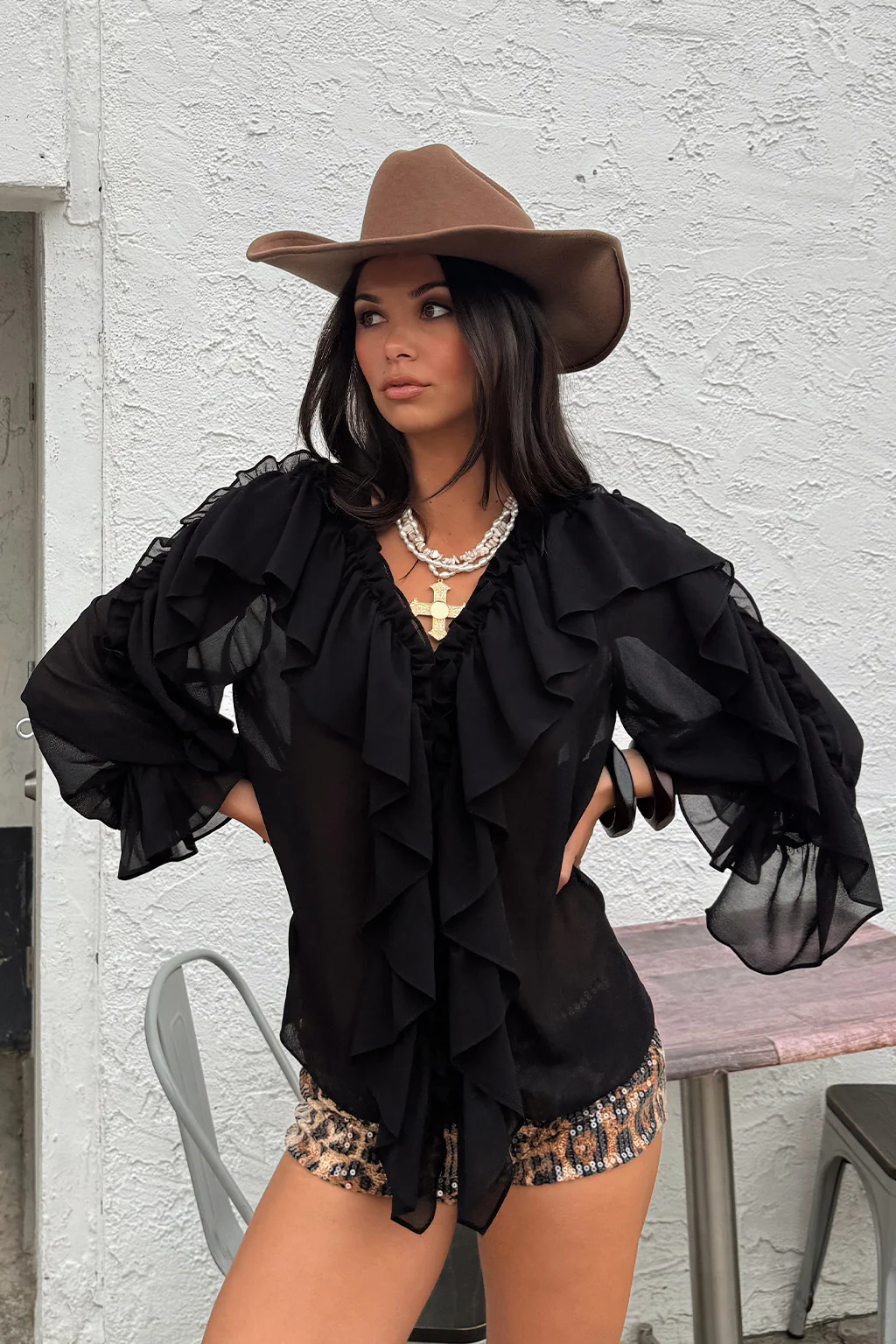 Harlow Black Ruffle Blouse - Image 2