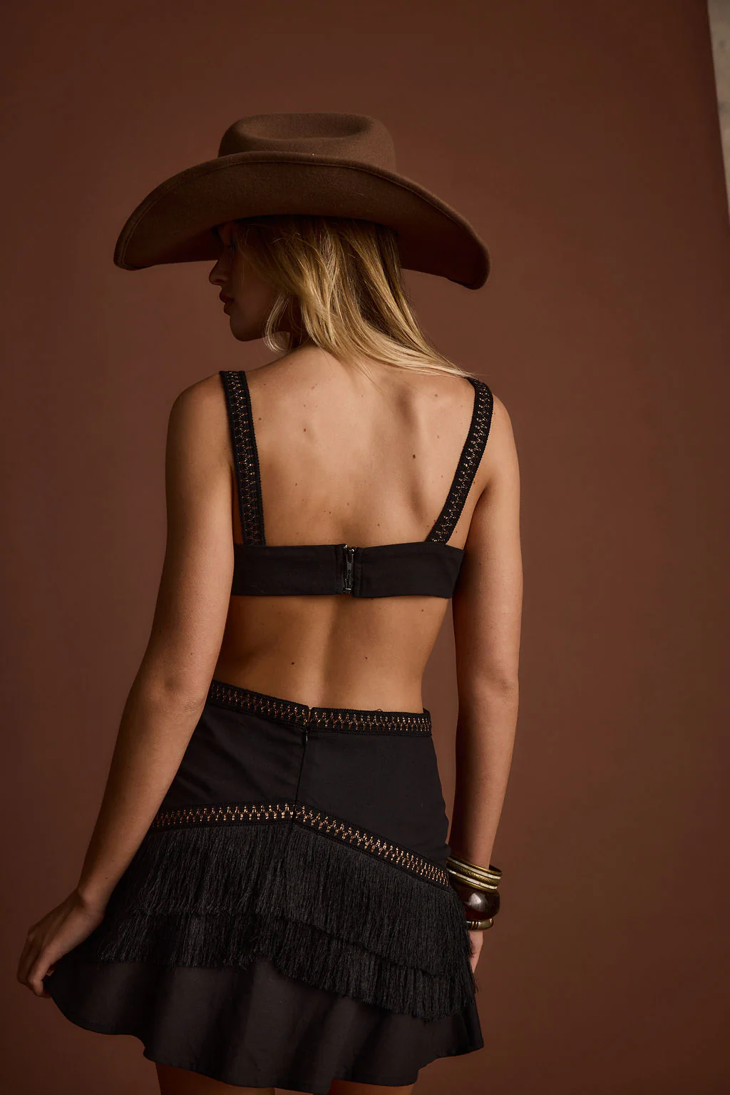 Haven Black Fringe Cutout Mini Dress - Image 3