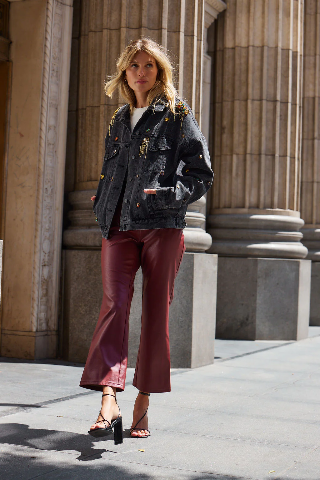 Hayden Burgundy Faux Leather Pants - Image 3