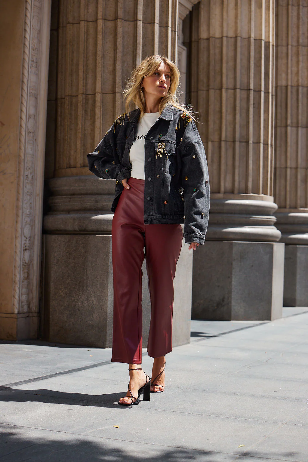 Hayden Burgundy Faux Leather Pants - Image 5