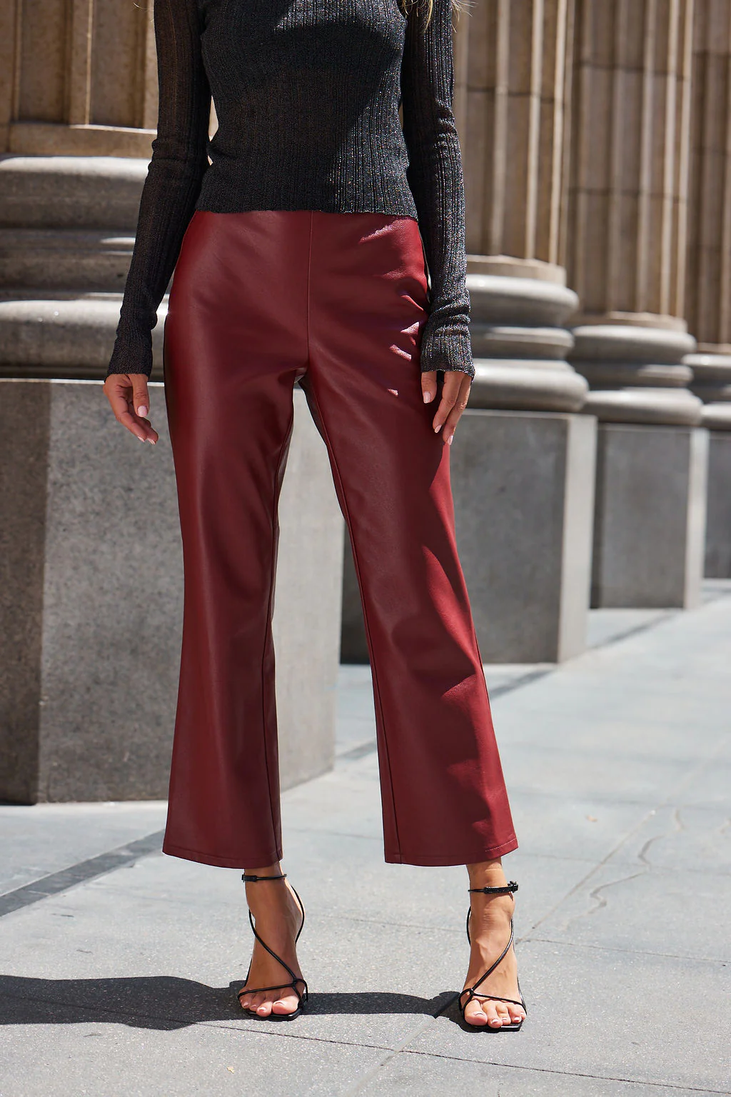Hayden Burgundy Faux Leather Pants - Image 7