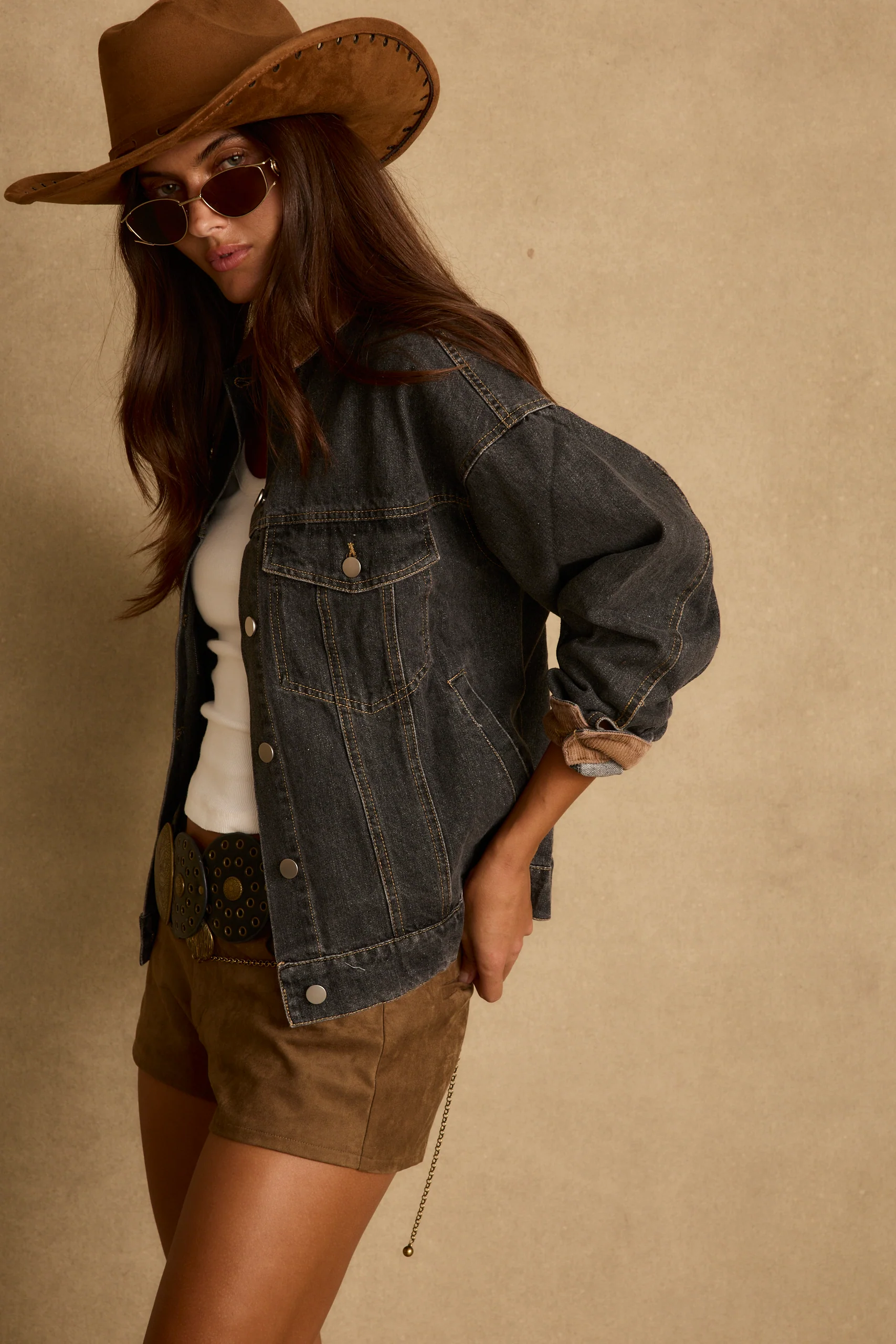 Hayes Washed Black Denim Barn Jacket - Image 2