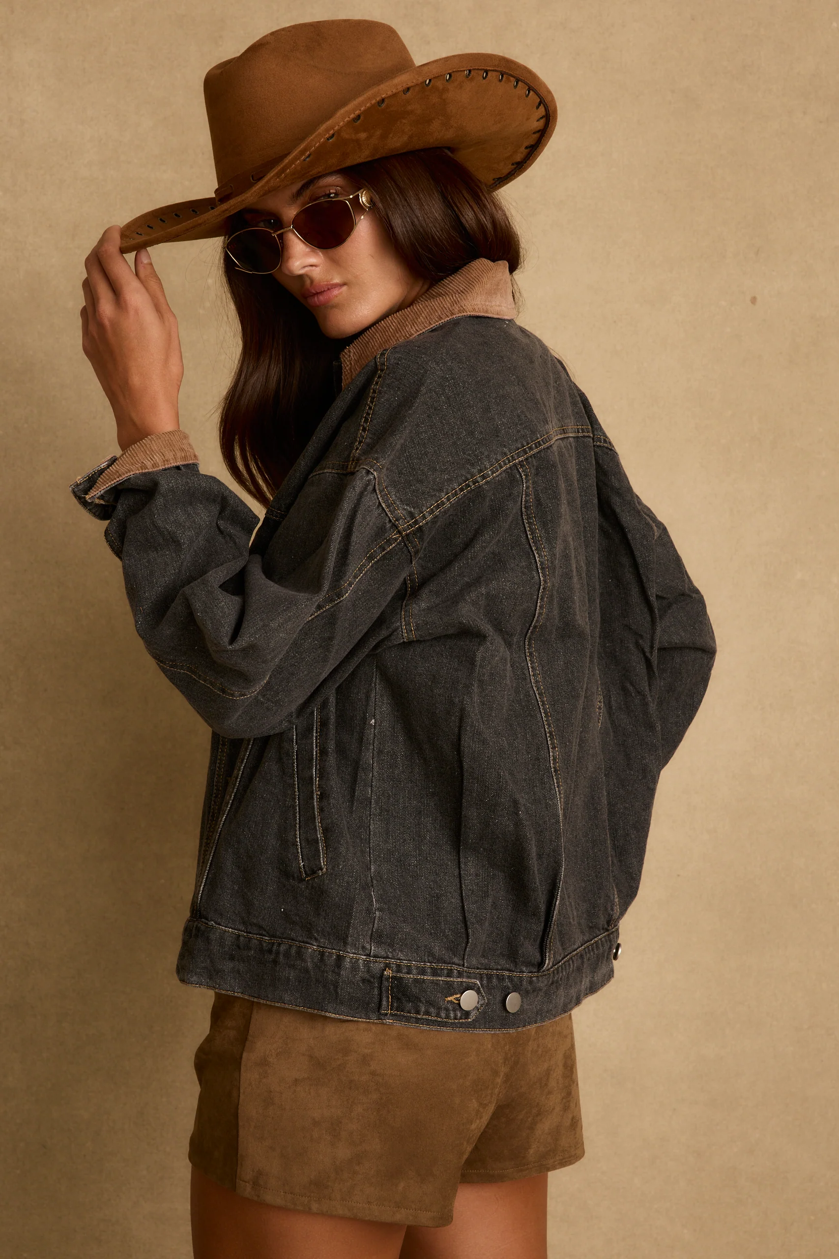 Hayes Washed Black Denim Barn Jacket - Image 3