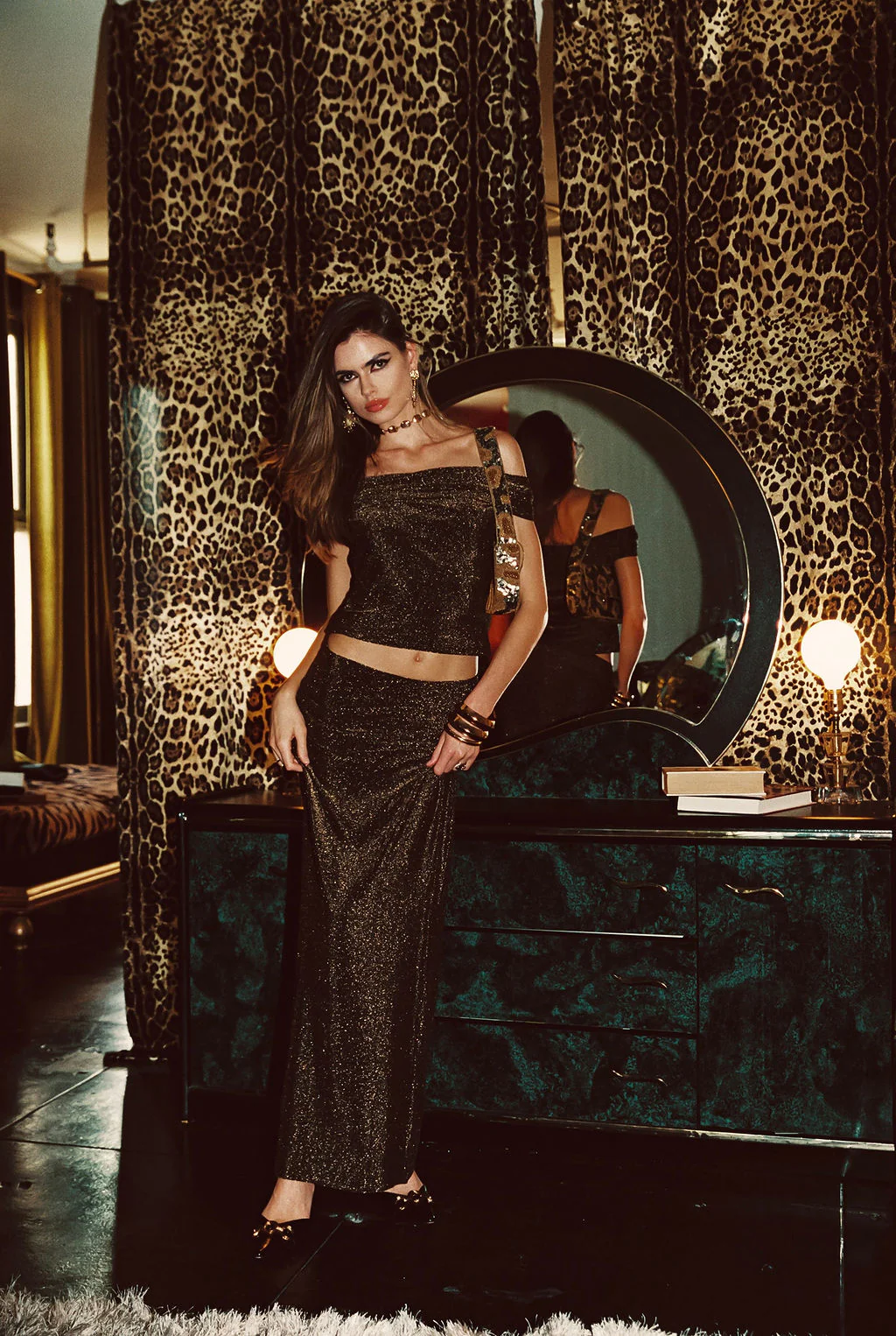 Hypnotized Gold Lurex Off The Shoulder Top - Image 3