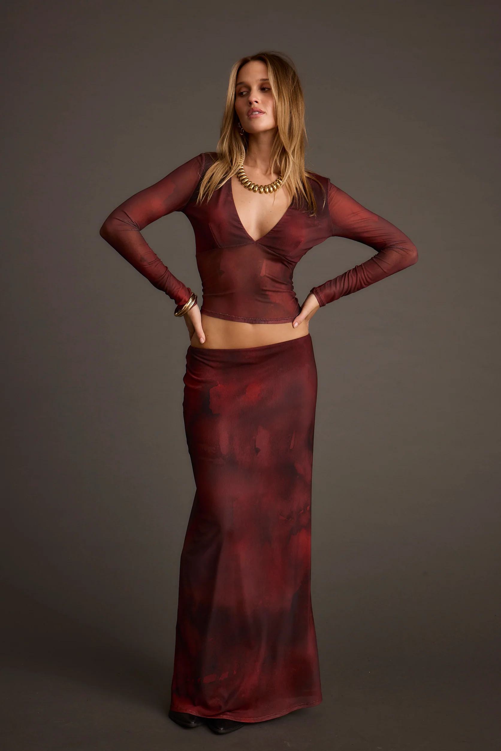 Janie Mulberry Blur Mesh Top - Image 3